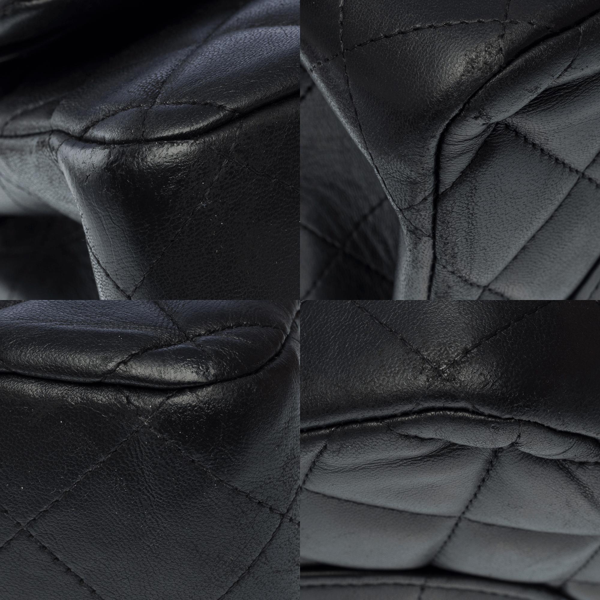 Chanel Timeless Jumbo double flap shoulder bag in black quilted lambskin , GHW For Sale 7