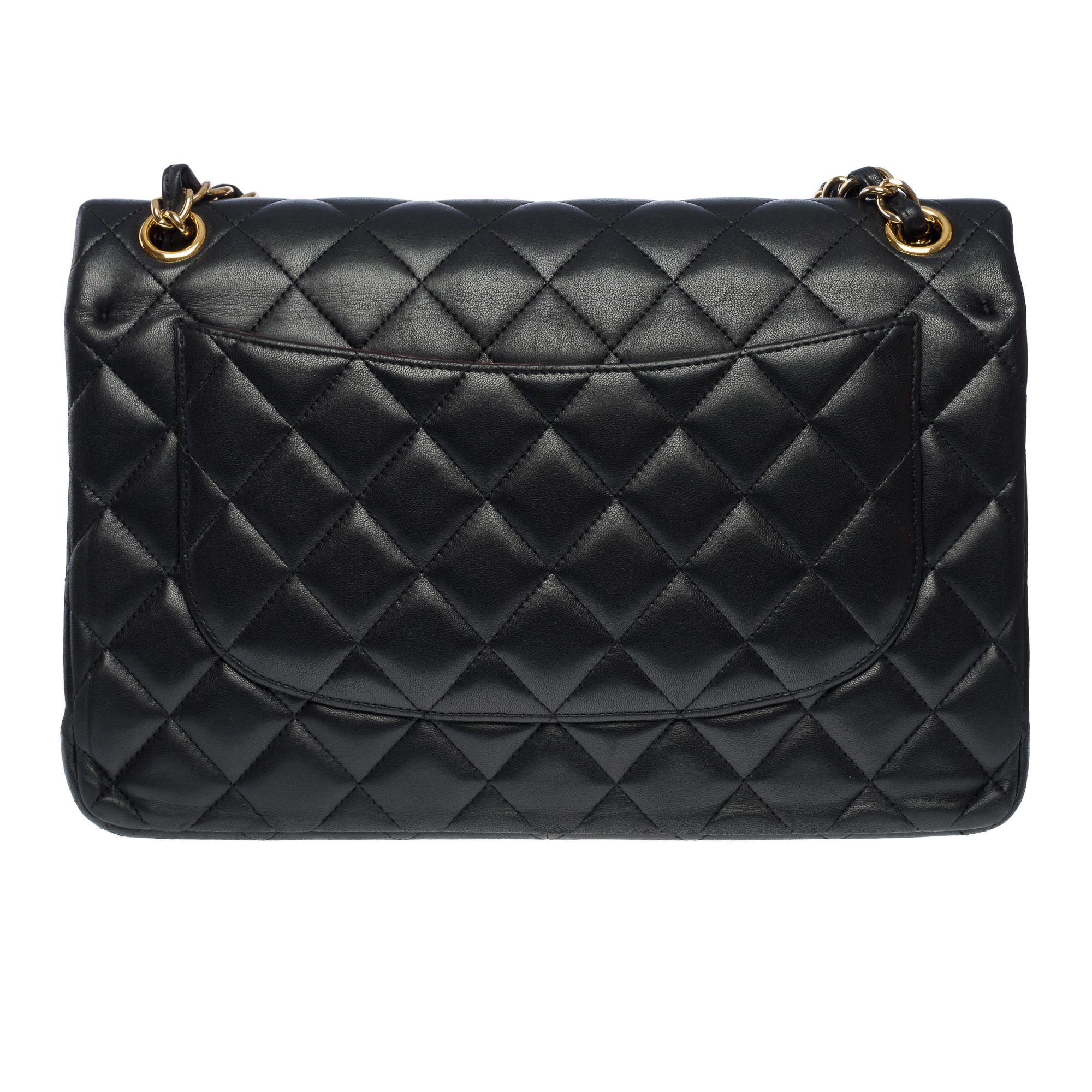 Chanel Timeless Jumbo double flap shoulder bag in black quilted lambskin , GHW In Good Condition For Sale In Paris, IDF