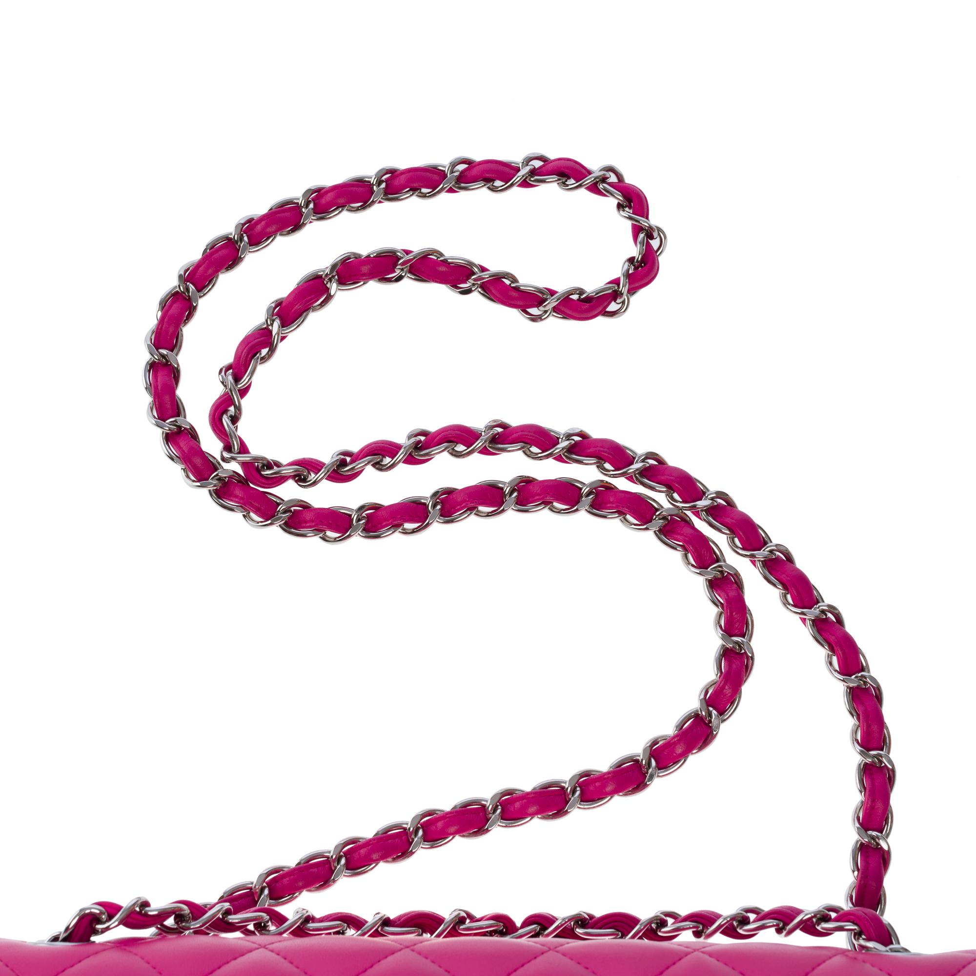 Chanel Timeless Jumbo double flap shoulder bag in quilted Pink leather , PHW For Sale 6