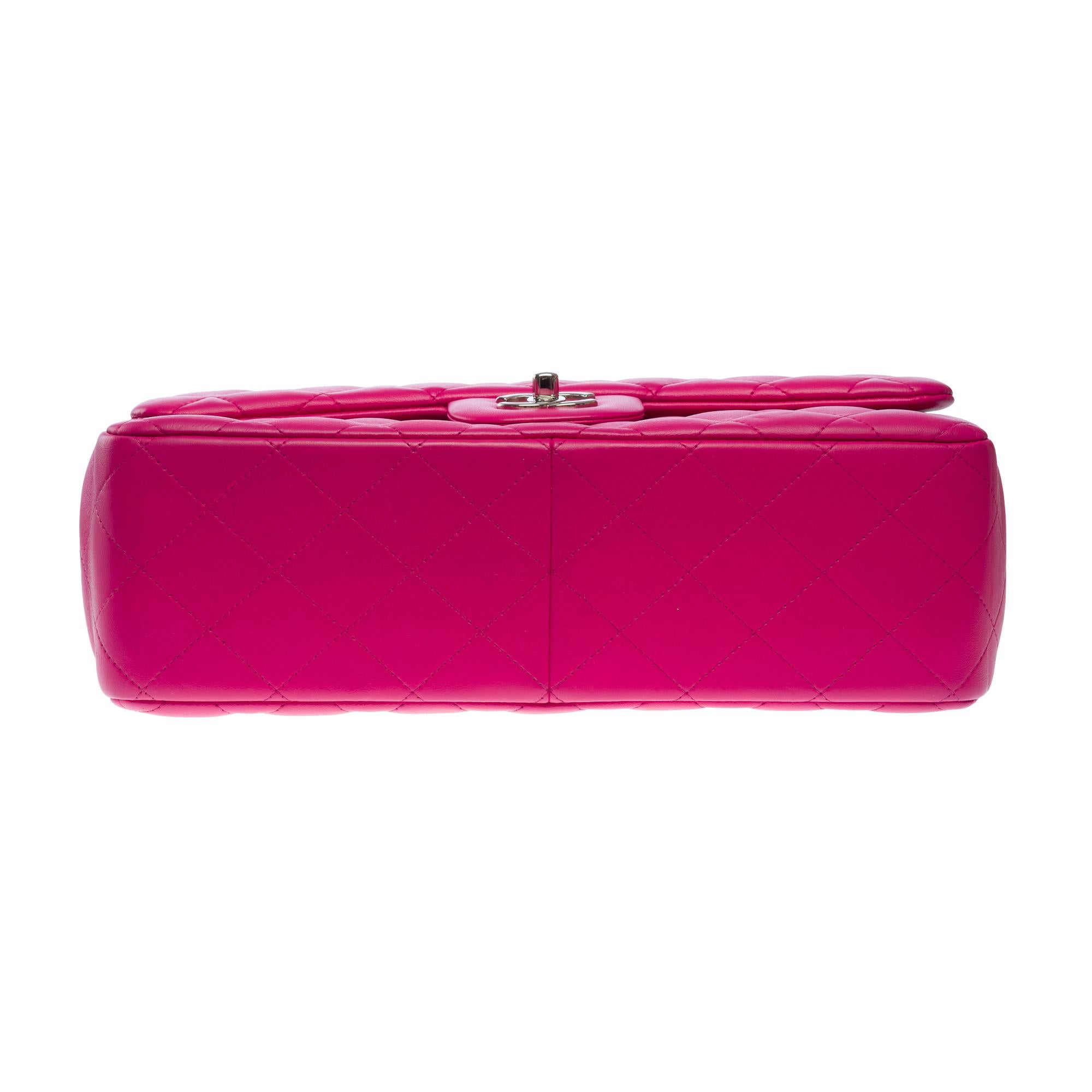 Chanel Timeless Jumbo double flap shoulder bag in quilted Pink leather , PHW For Sale 7