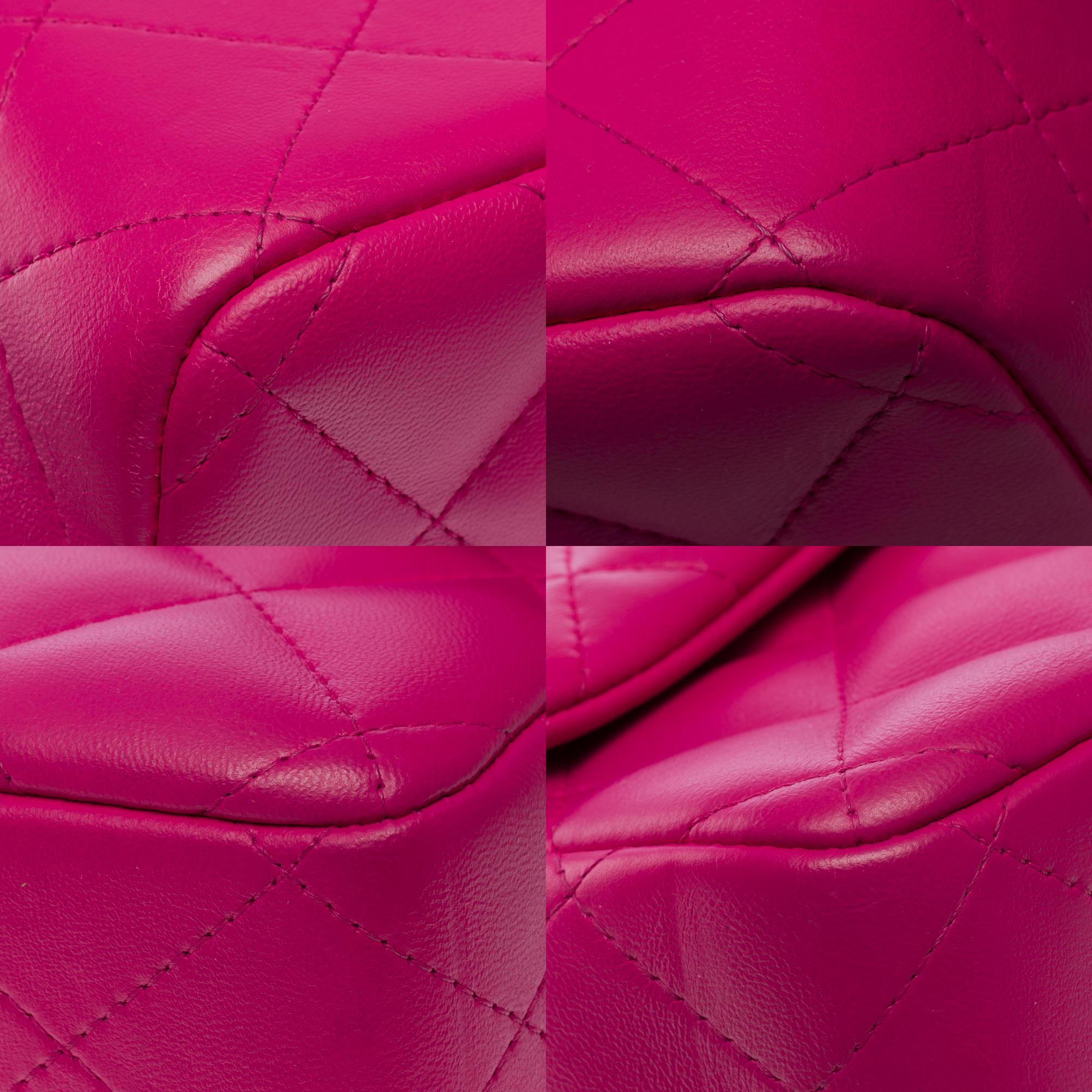 Chanel Timeless Jumbo double flap shoulder bag in quilted Pink leather , PHW For Sale 8