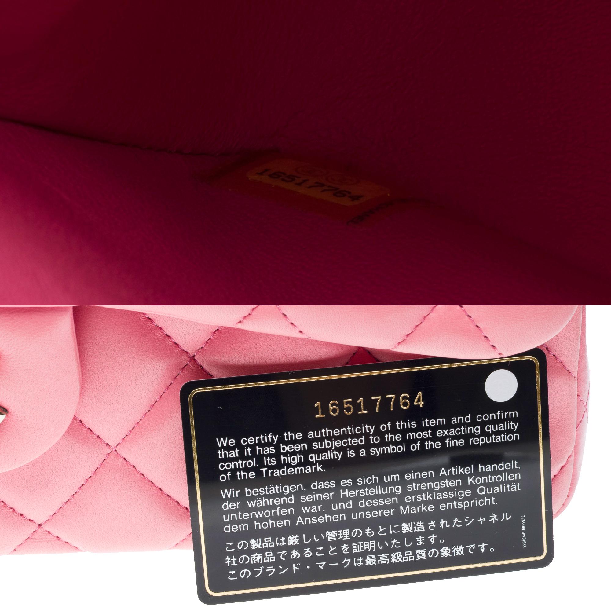 Chanel Timeless Jumbo double flap shoulder bag in quilted Pink leather , PHW For Sale 5
