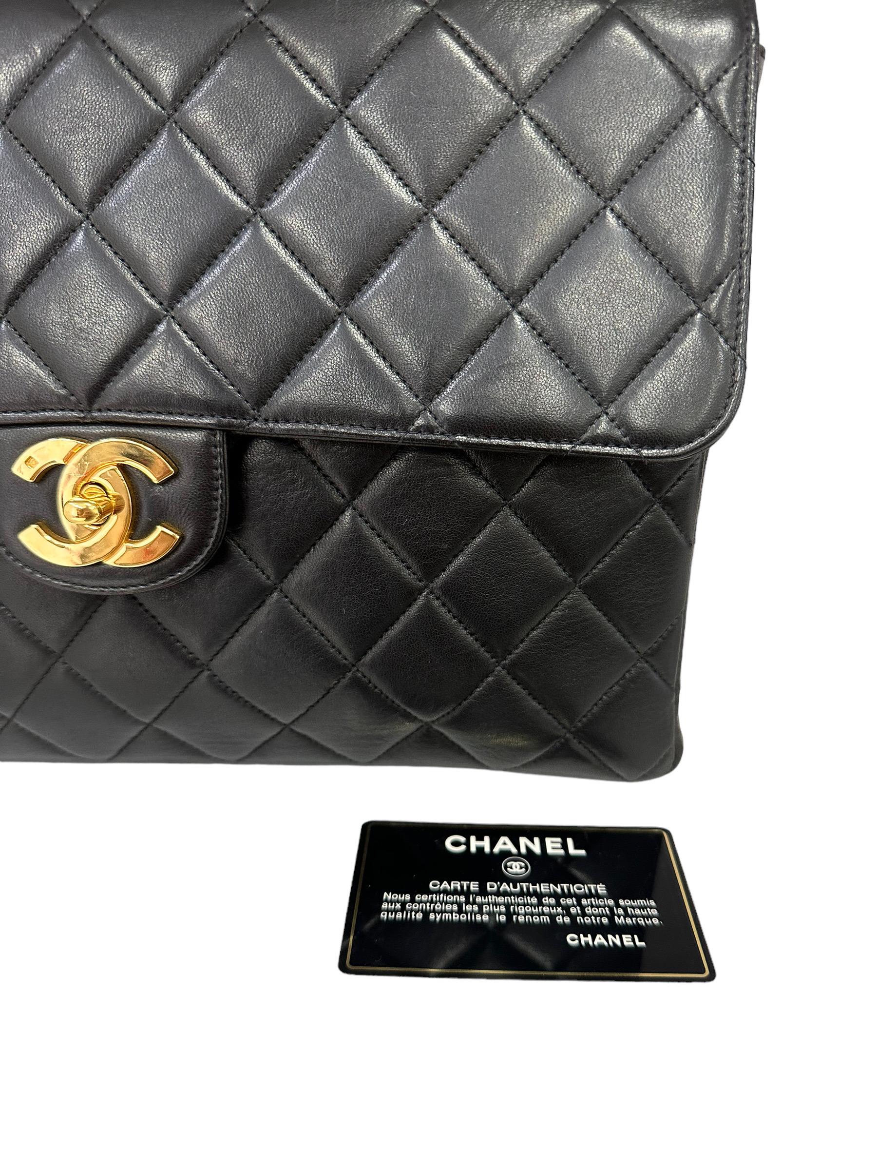 Borsa A Tracolla Chanel Timeless Jumbo Flap Vintage Nera For Sale 11
