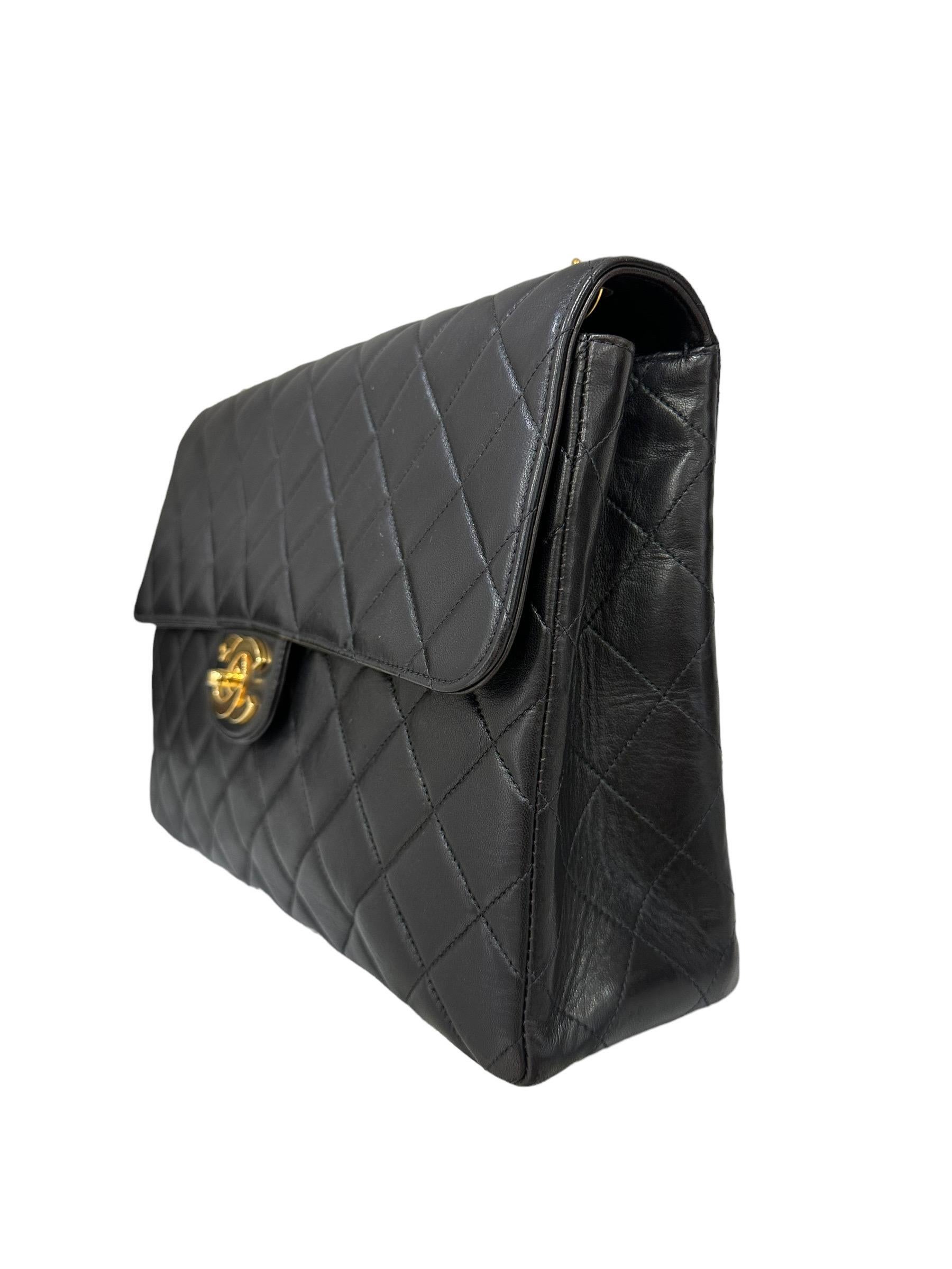 Borsa A Tracolla Chanel Timeless Jumbo Flap Vintage Nera For Sale 1