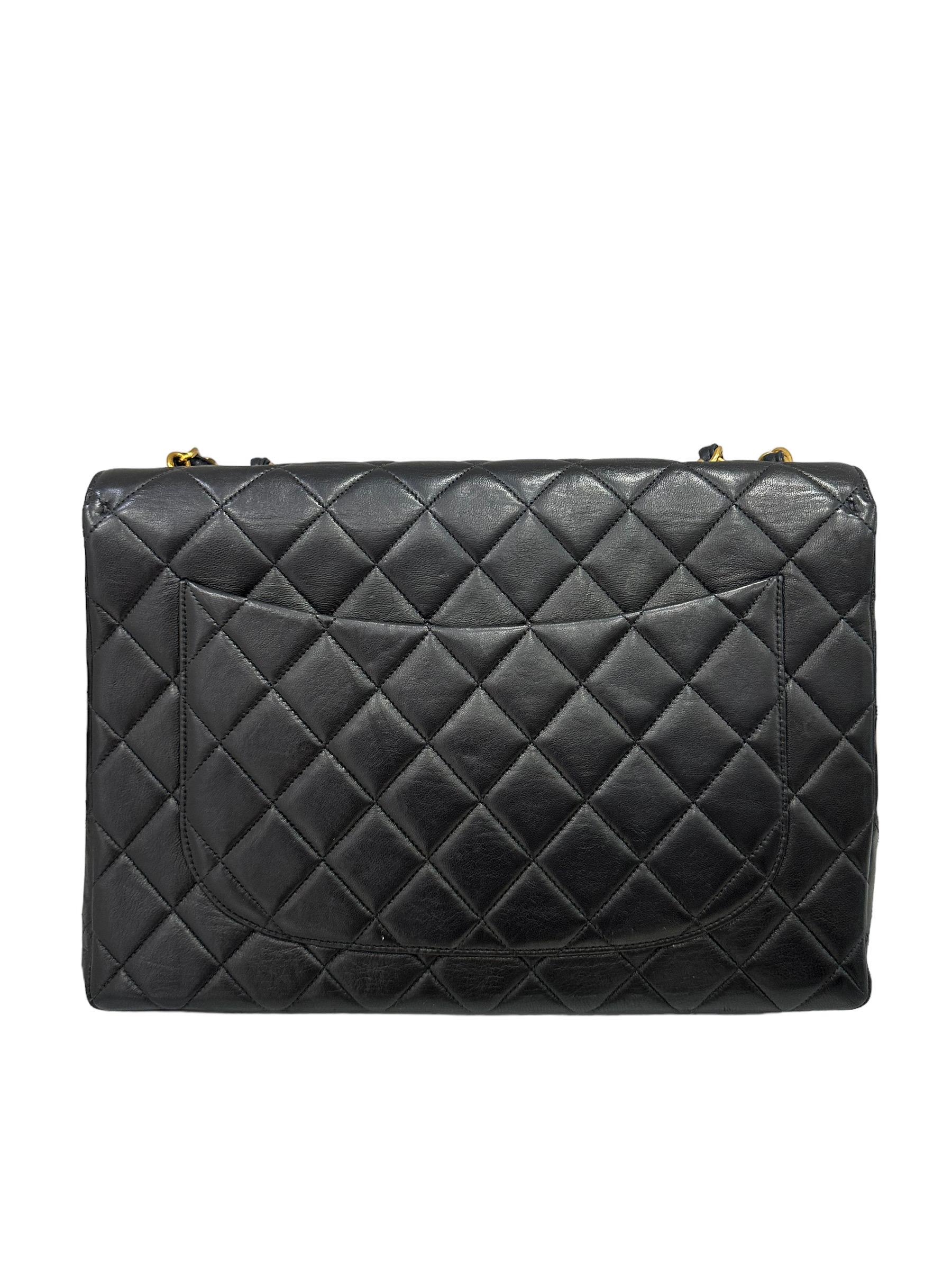 Borsa A Tracolla Chanel Timeless Jumbo Flap Vintage Nera For Sale 3