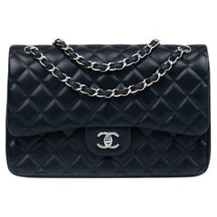 CHANEL, Timeless Jumbo in blue leather
