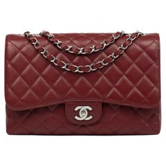 Chanel Burgundy Patent Leather Rock in Moscow Jumbo Classic Flap Bag Chanel
