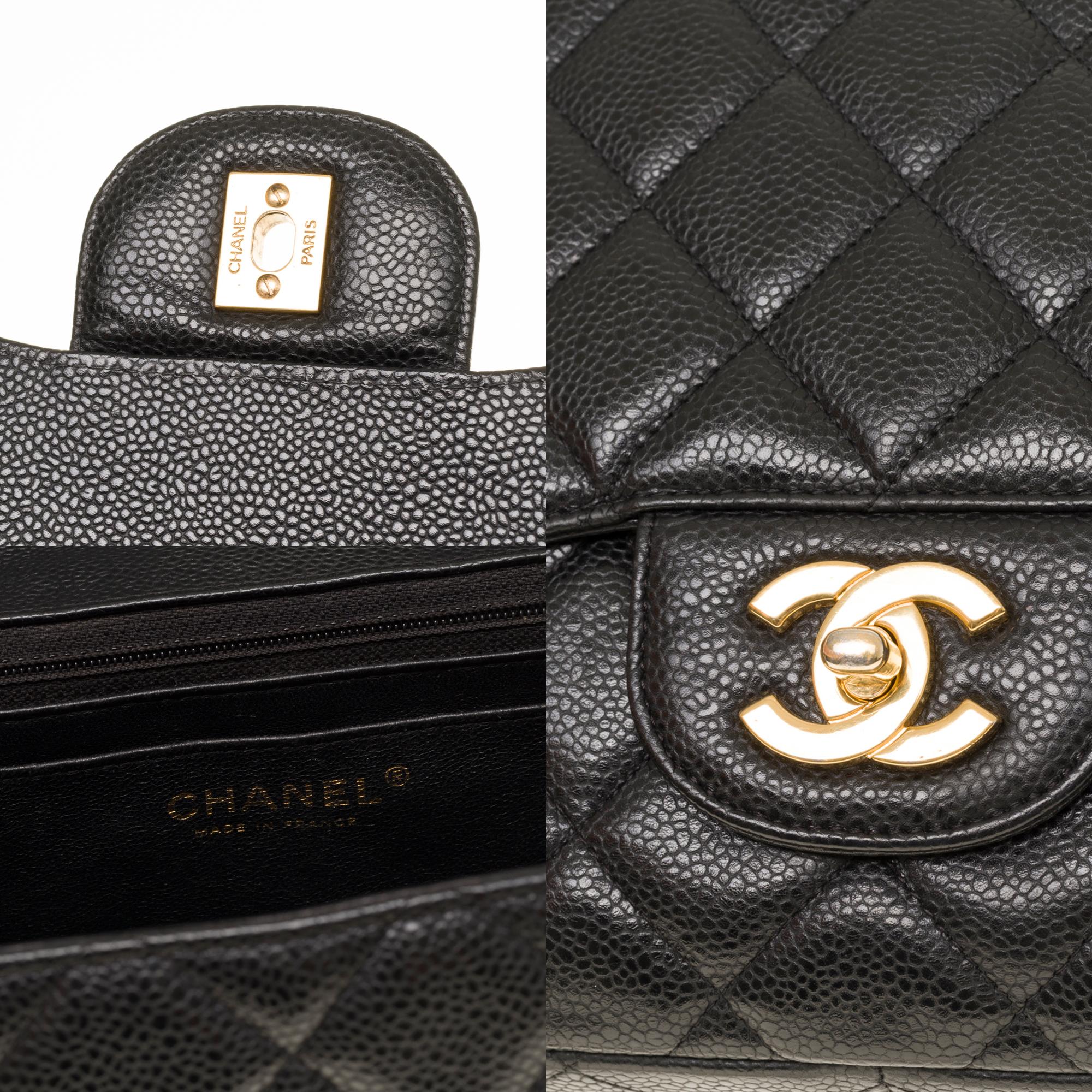 Women's Chanel Timeless Jumbo shoulder bag in black quilted caviar leather, GHW