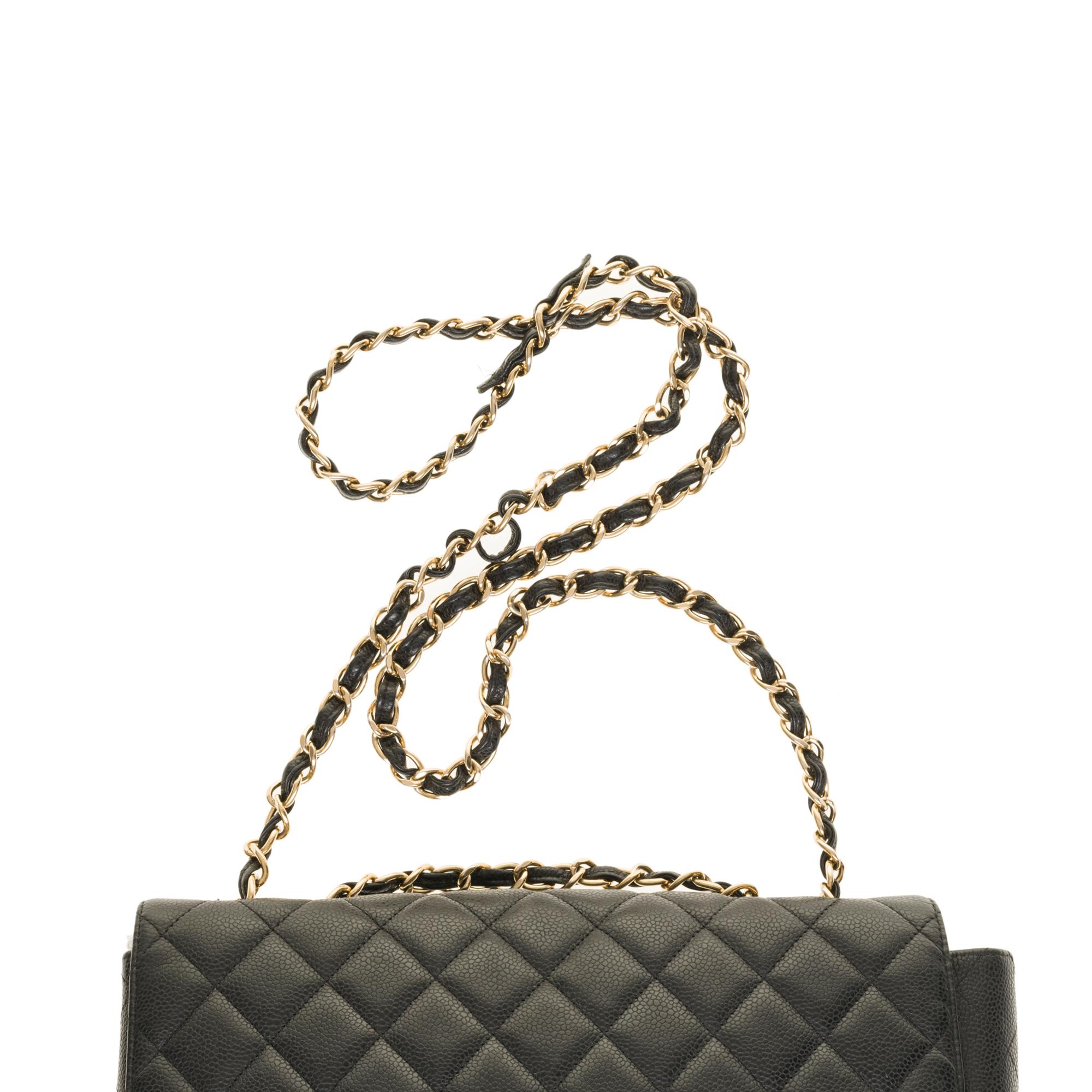 Chanel Timeless Jumbo shoulder bag in black quilted caviar leather, GHW 3