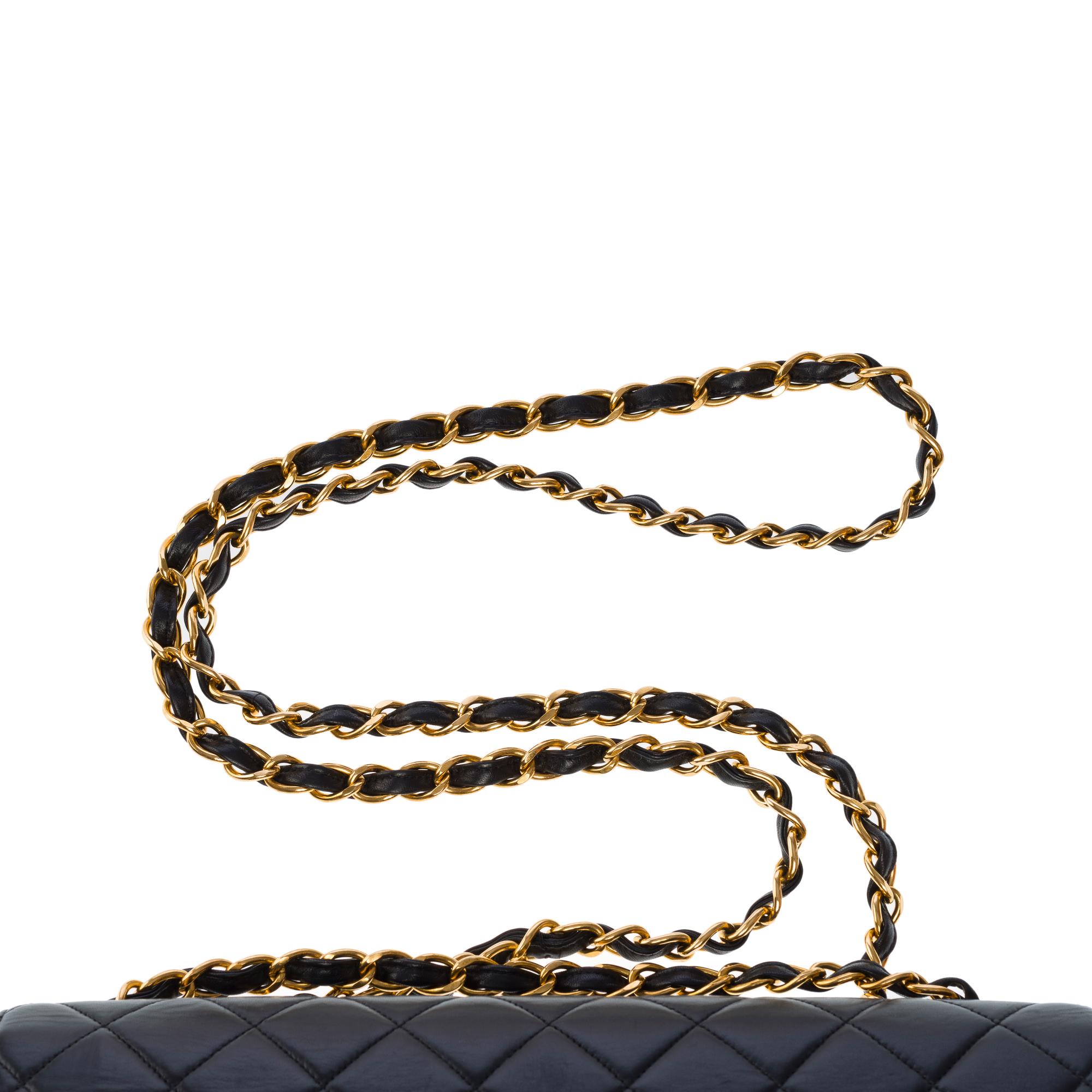 Chanel Timeless Jumbo single flap shoulder bag in black quilted lambskin, GHW 6