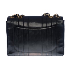 Chanel Timeless Jumbo single flap shoulder bag in black quilted lambskin, GHW