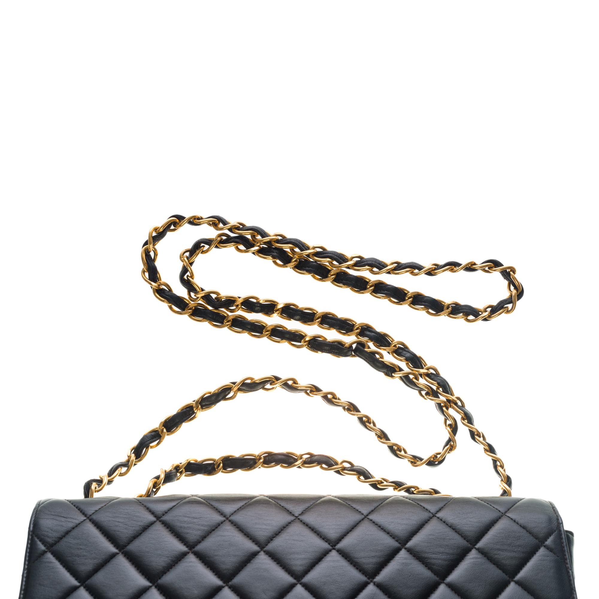 Chanel Timeless Jumbo single shoulder flap bag in black quilted lambskin, GHW 3