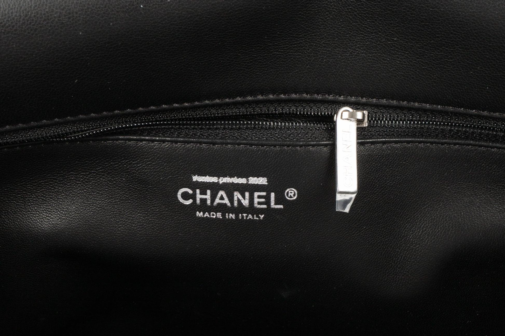 Sac Chanel Timeless avec paillettes grises, Maxi Jumbo en vente 7