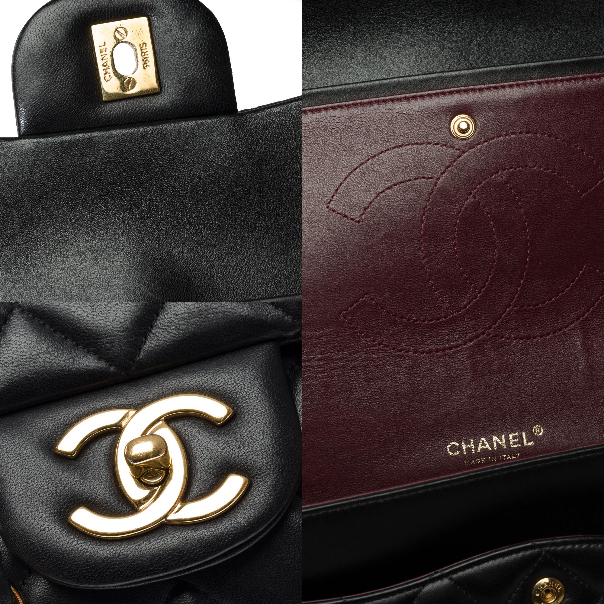 Chanel Timeless Maxi Jumbo Umhängetasche mit doppeltem Überschlag aus gestepptem schwarzem Lammleder, GHW im Angebot 3