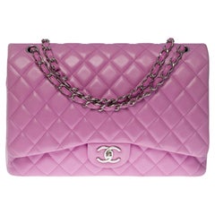 Chanel Timeless Maxi Jumbo single flap in lilac quilted lambskin leather,  SHW at 1stDibs