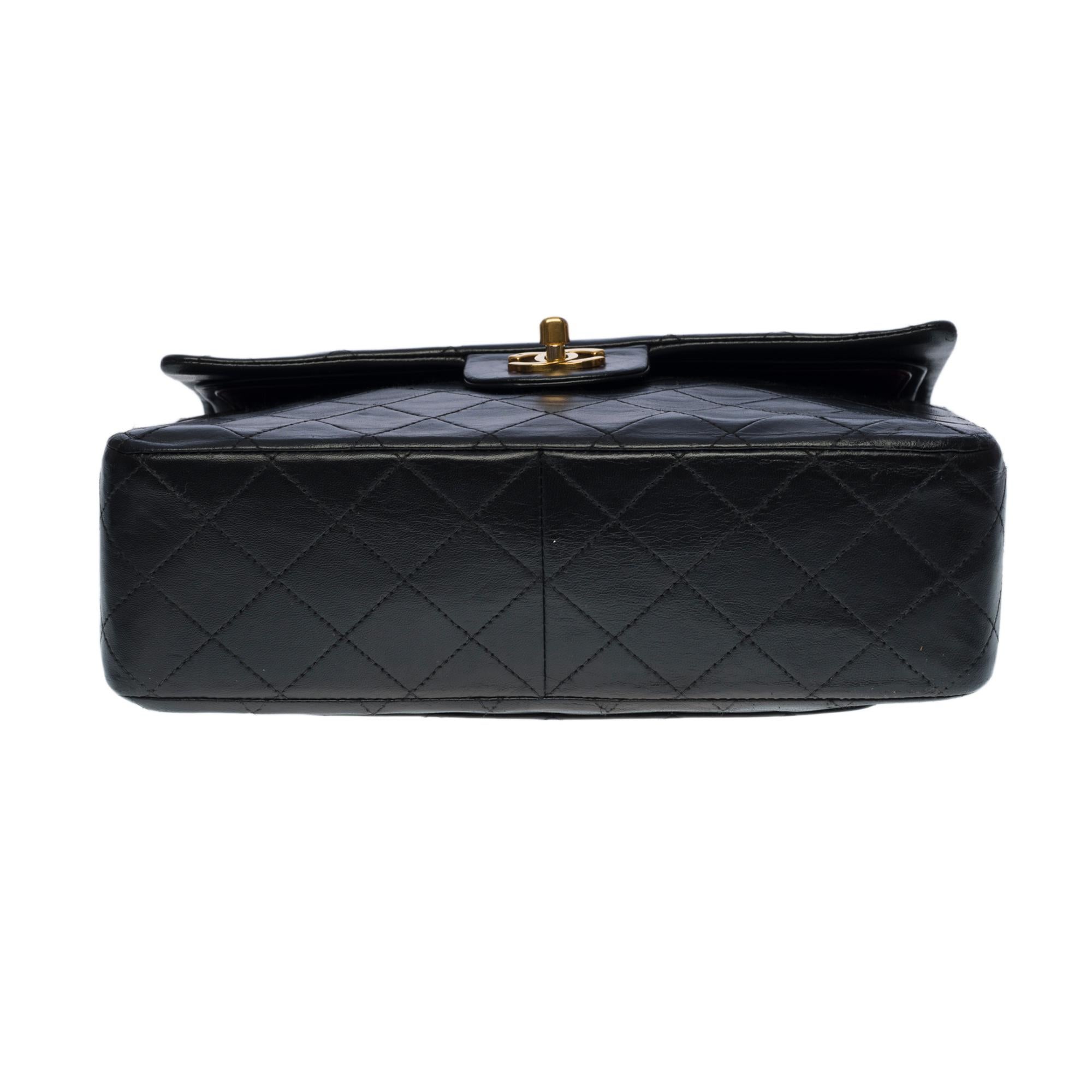 Chanel Timeless medium 25 cm bag with double flap in black quilted leather, GHW For Sale 2