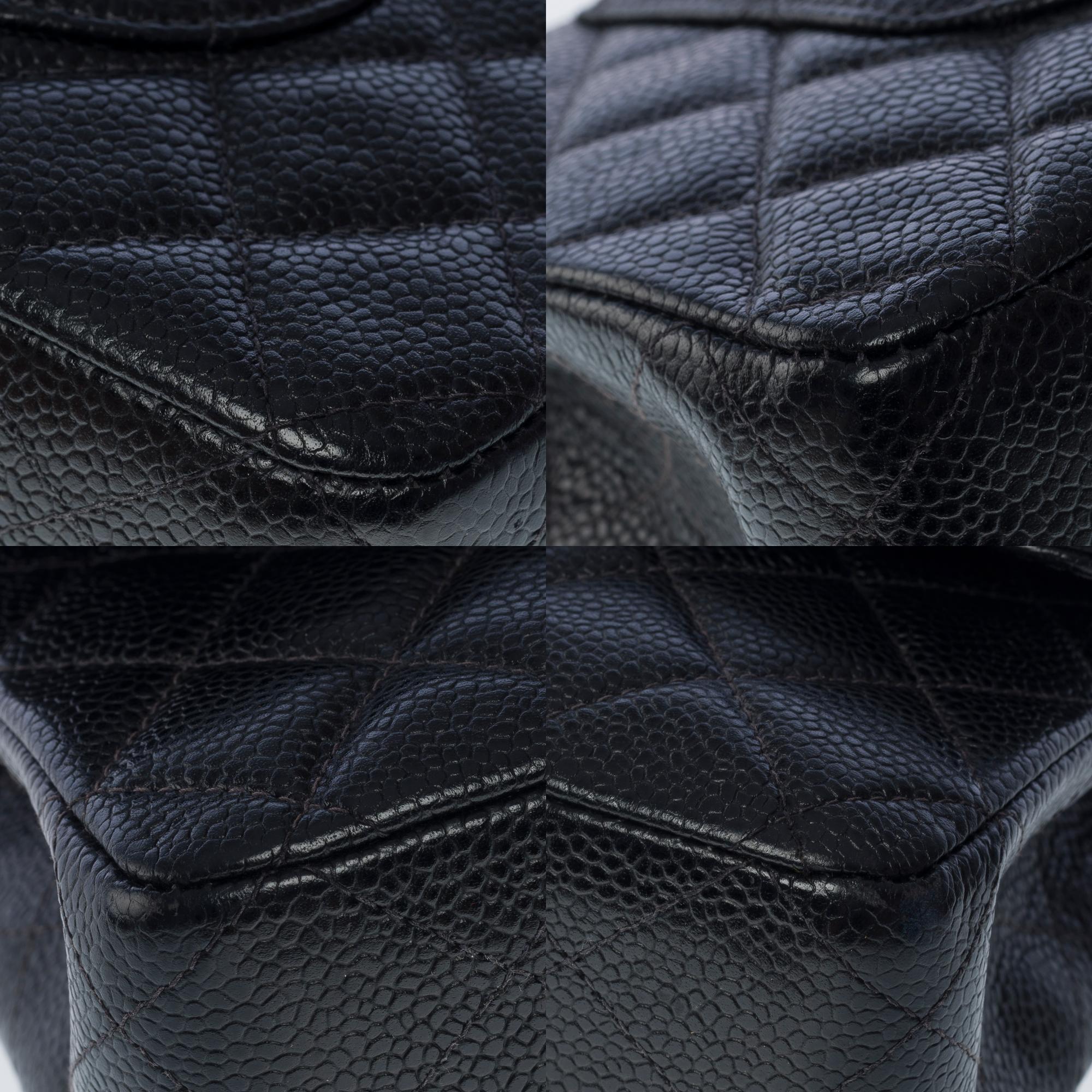 Chanel Timeless Medium 25cm double flap shoulder bag in black caviar leather, SHW 4