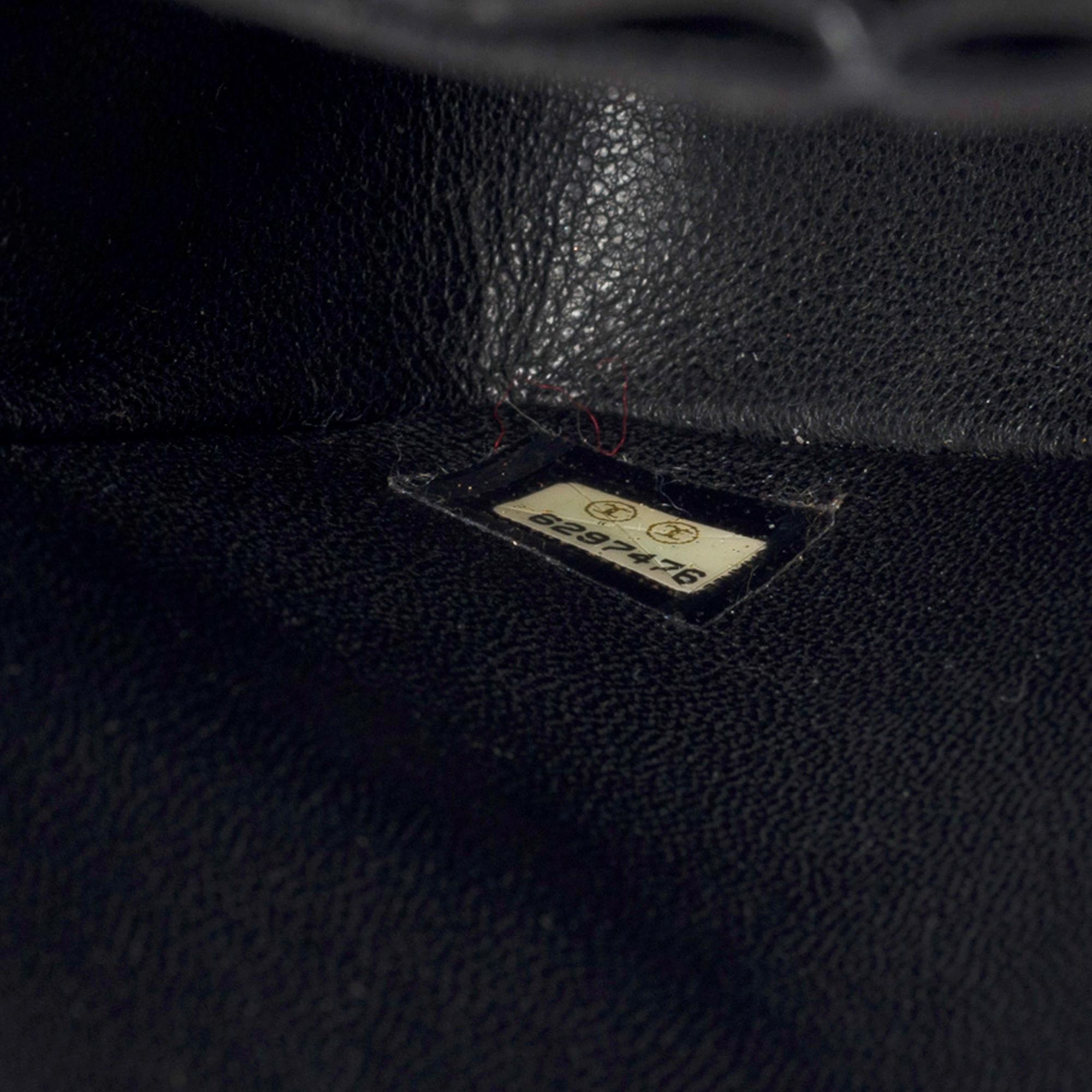 Women's Chanel Timeless Medium 25cm double flap shoulder bag in black caviar leather, SHW