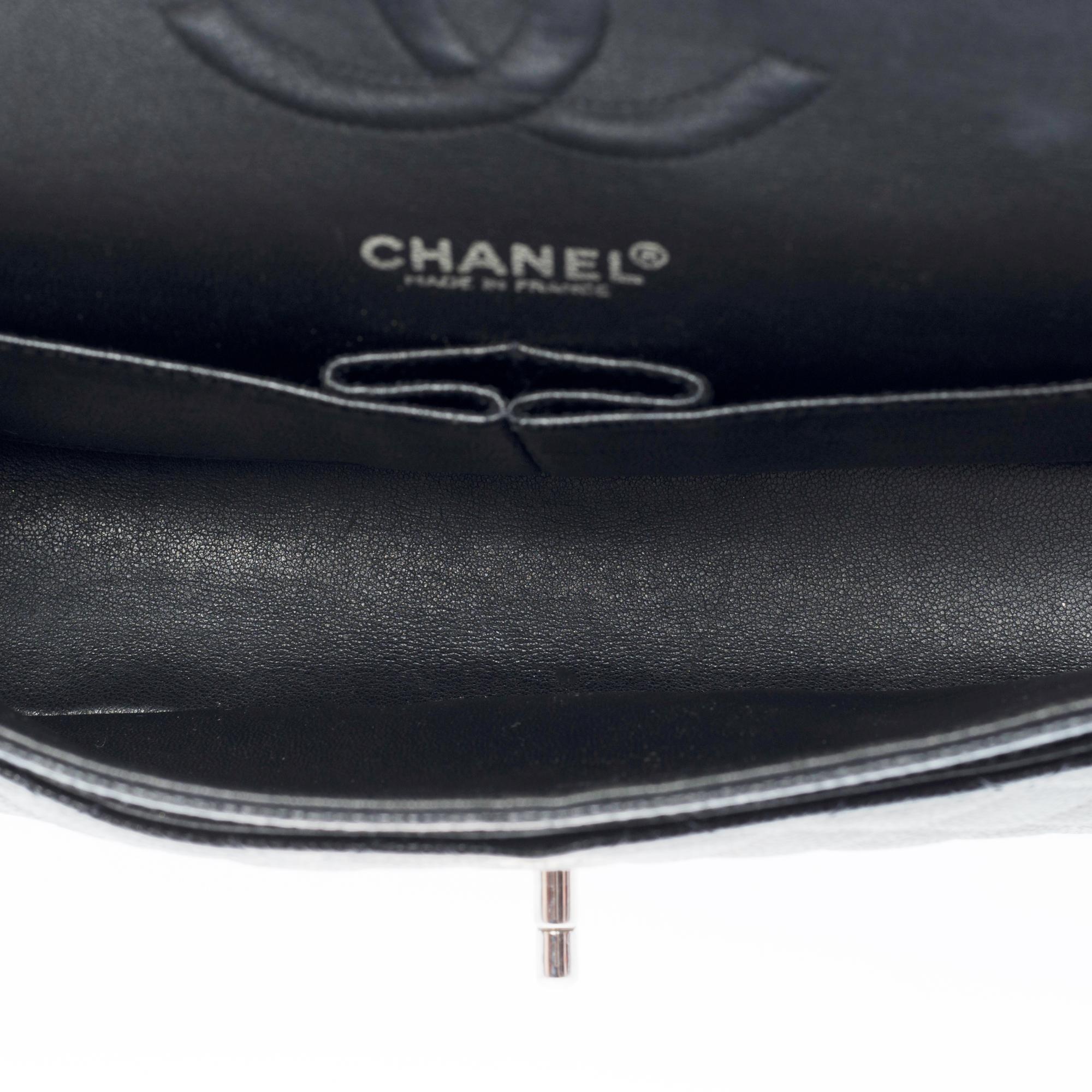 Chanel Timeless Medium 25cm double flap shoulder bag in black caviar leather, SHW 1