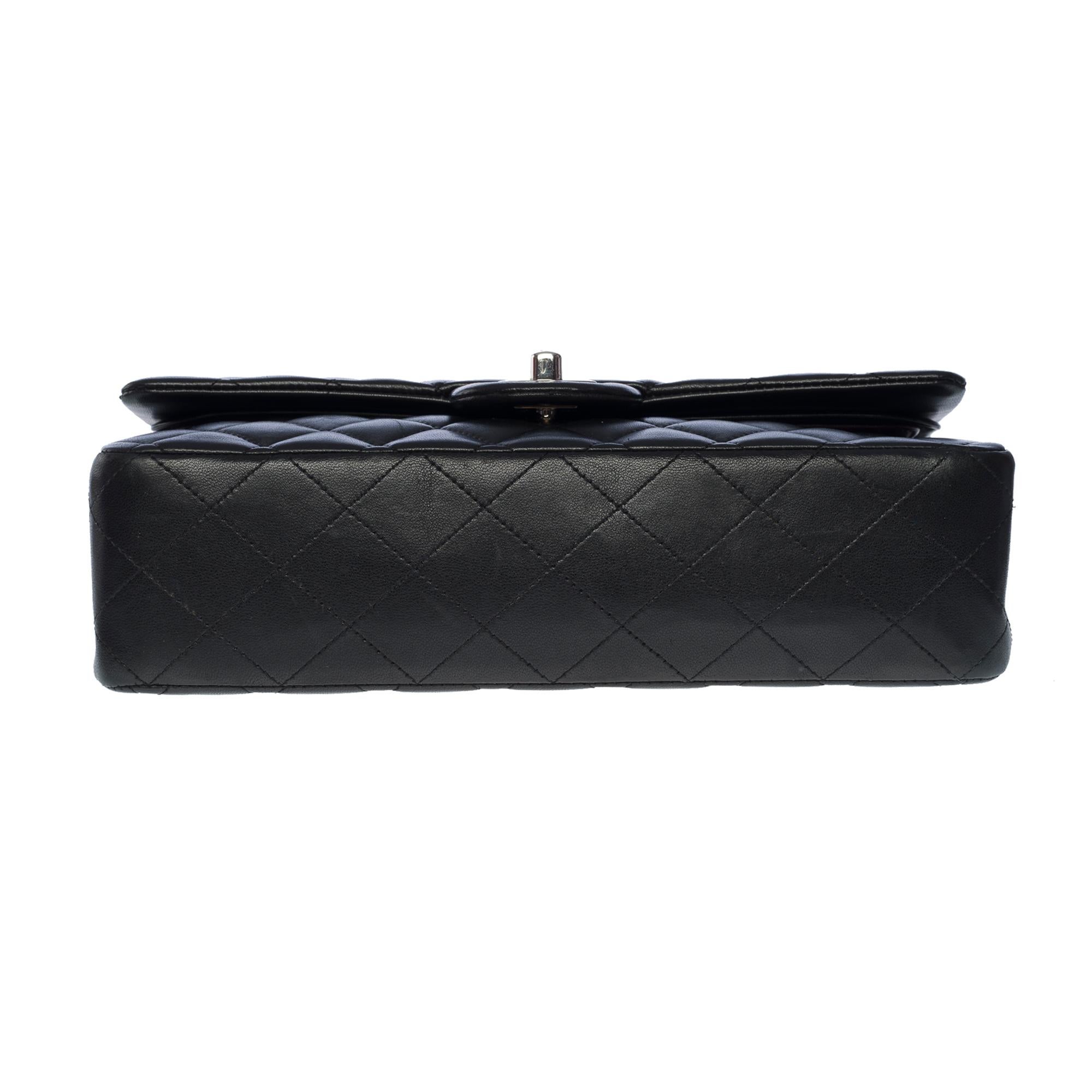Chanel Timeless Medium 25cm double flap shoulder bag in black lambskin, SHW 6