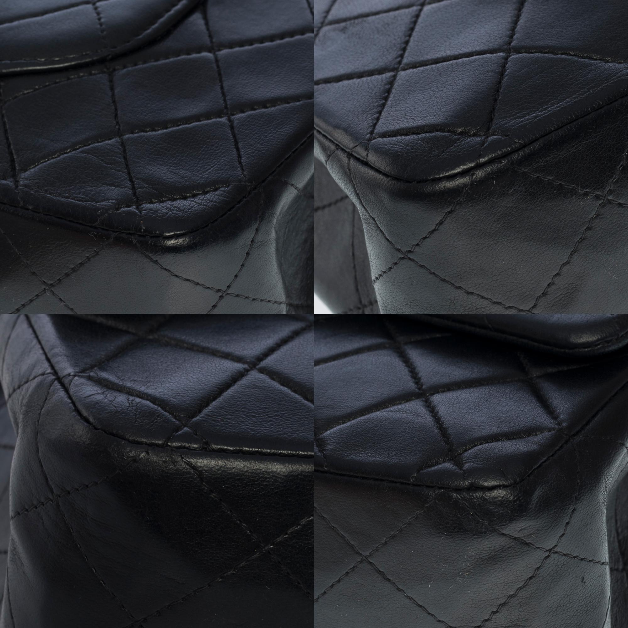 Chanel Timeless Medium 25cm double flap shoulder bag in black lambskin, SHW 5