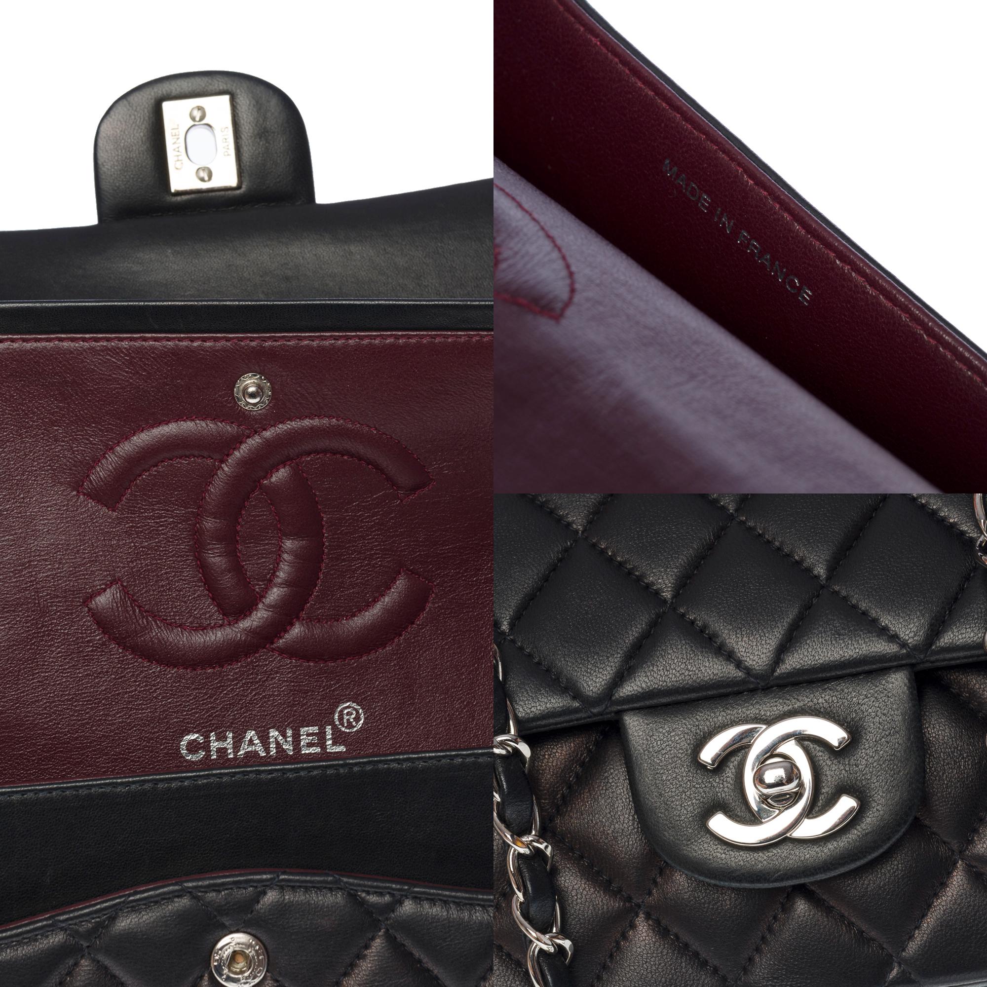 Chanel Timeless Medium 25cm double flap shoulder bag in black lambskin, SHW 1