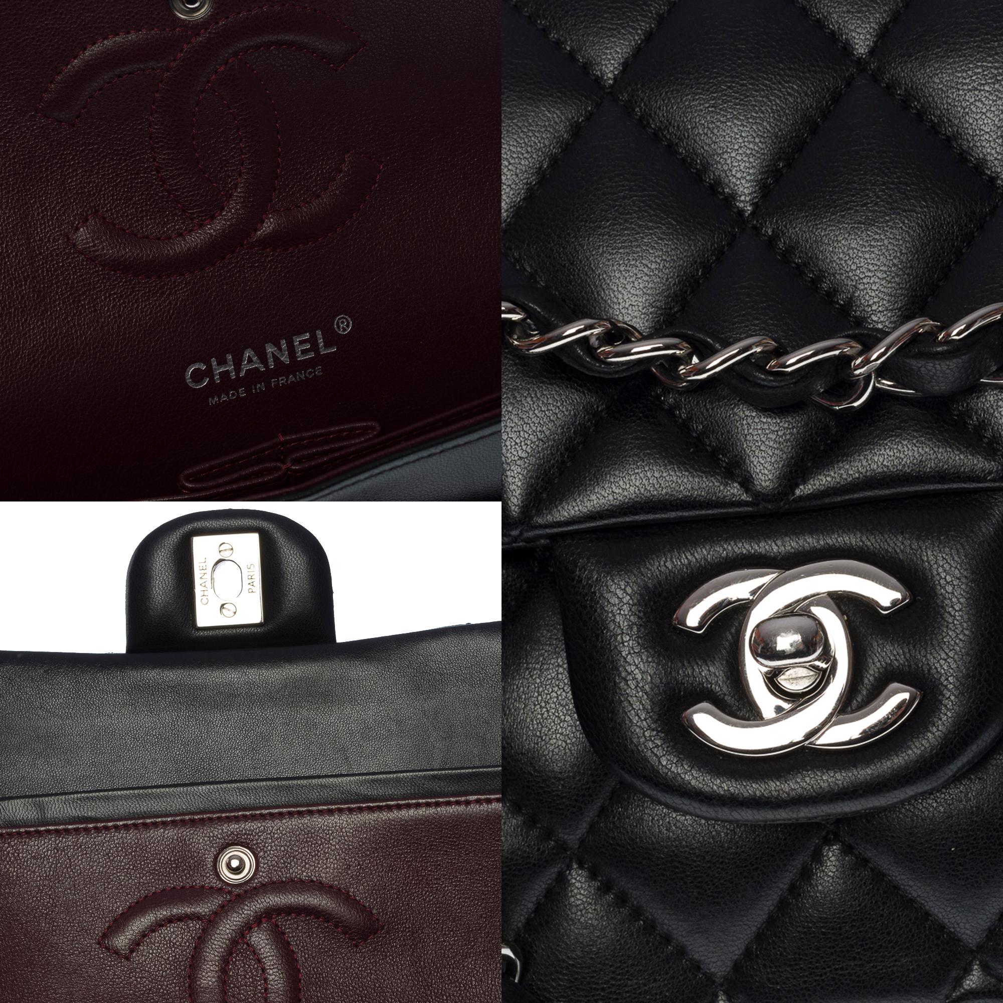 Chanel Timeless Medium 25cm double flap shoulder bag in black lambskin, SHW 2