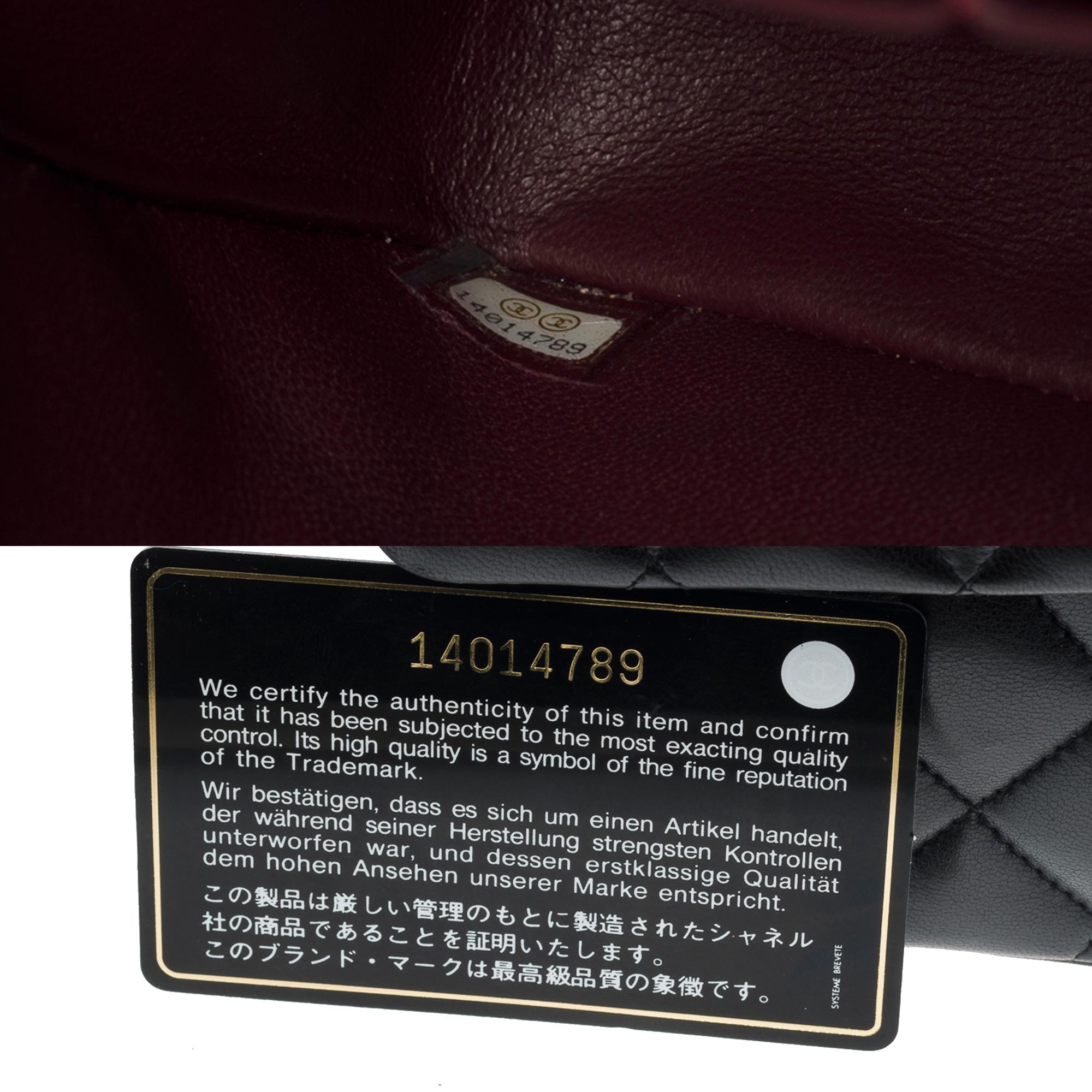 Chanel Timeless Medium 25cm double flap shoulder bag in black lambskin, SHW 3