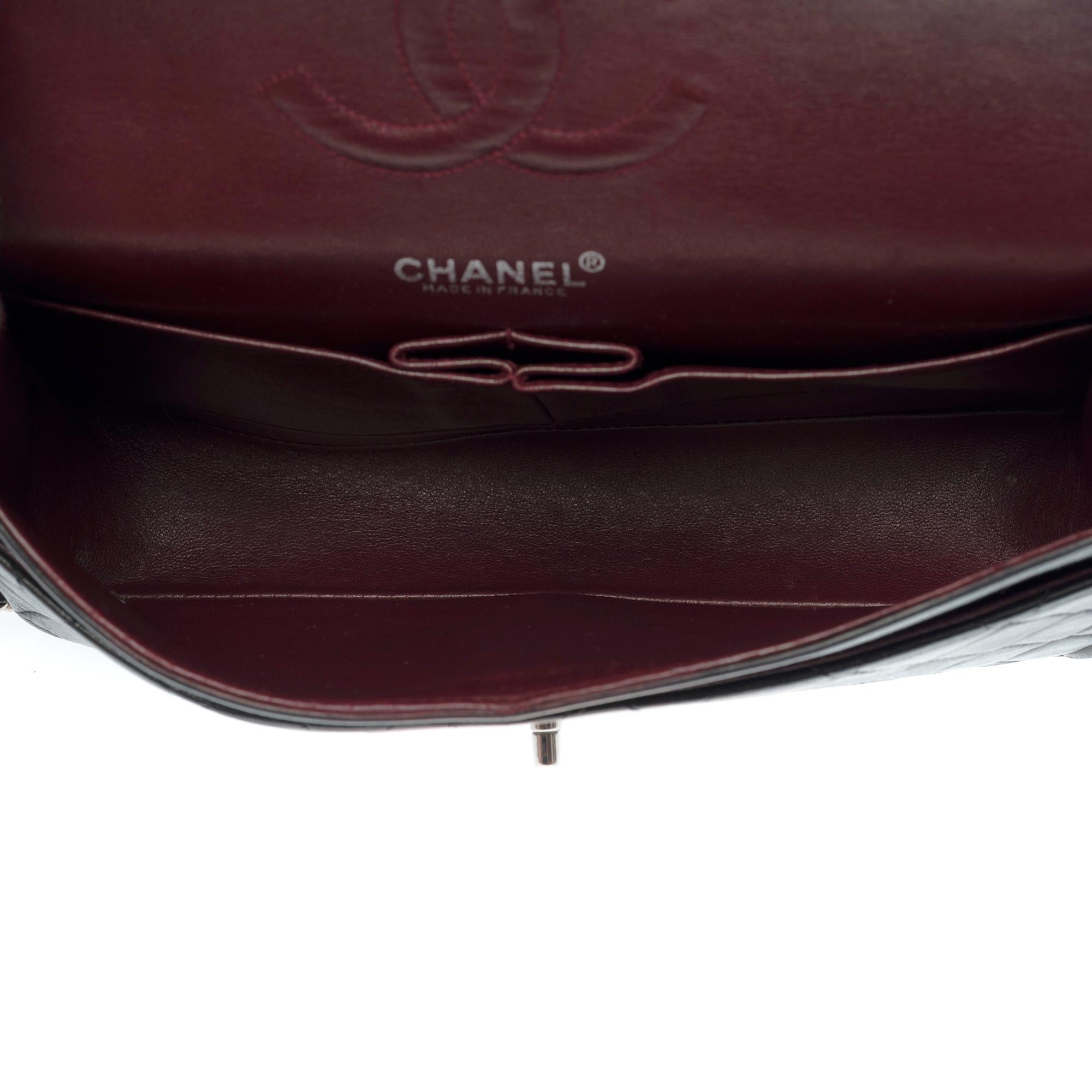 Chanel Timeless Medium 25cm double flap shoulder bag in black lambskin, SHW 2
