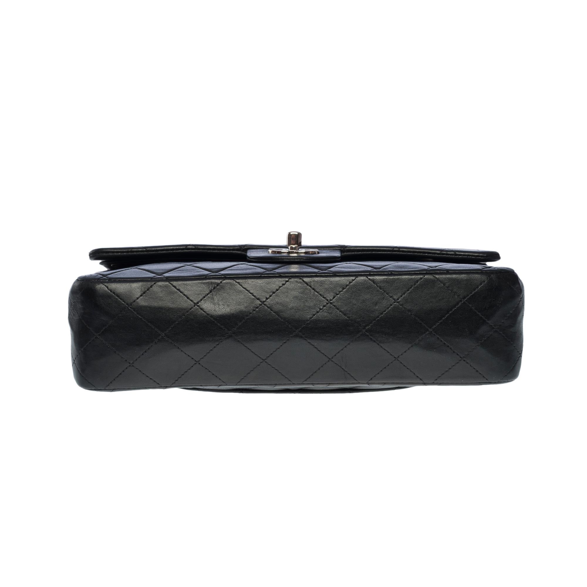 Chanel Timeless Medium 25cm double flap shoulder bag in black lambskin, SHW 4