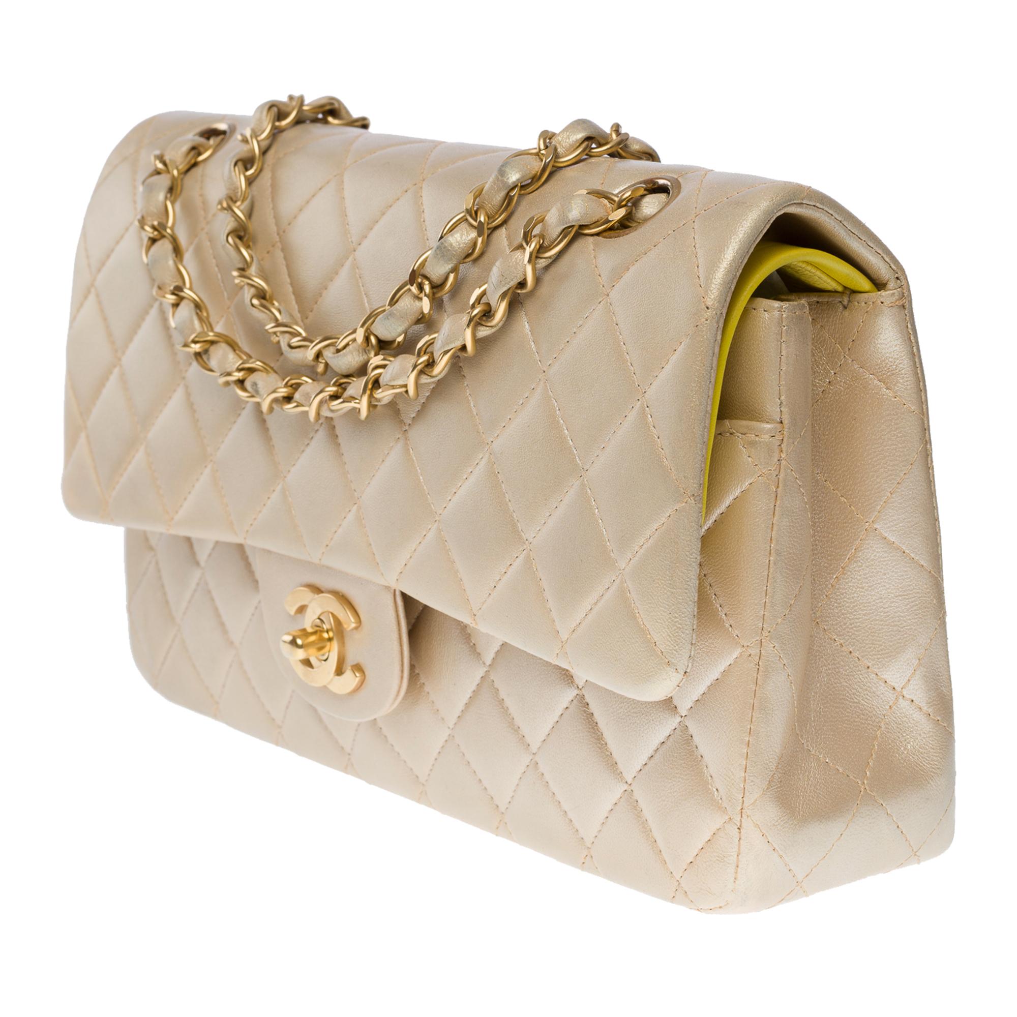 Women's Chanel Timeless Medium double flap bag in iridescent gold quilted lambskin , GHW