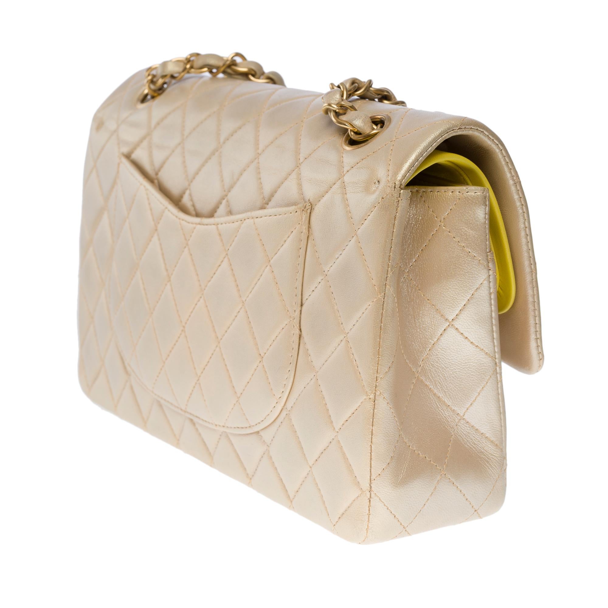 Chanel Timeless Medium double flap bag in iridescent gold quilted lambskin , GHW 1