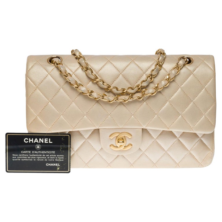 Chanel Timeless Medium double flap bag in iridescent gold quilted