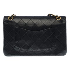 Chanel Timeless Medium double flap shoulder bag in black quilted lambskin, GHW