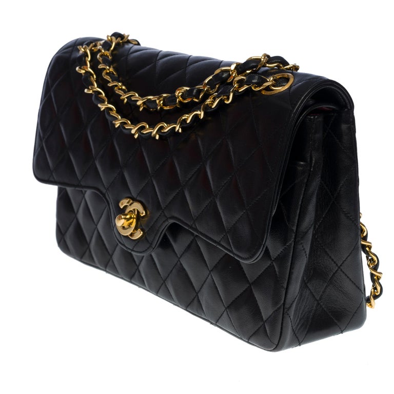 Chanel Timeless Medium double flap shoulder bag in black quilted