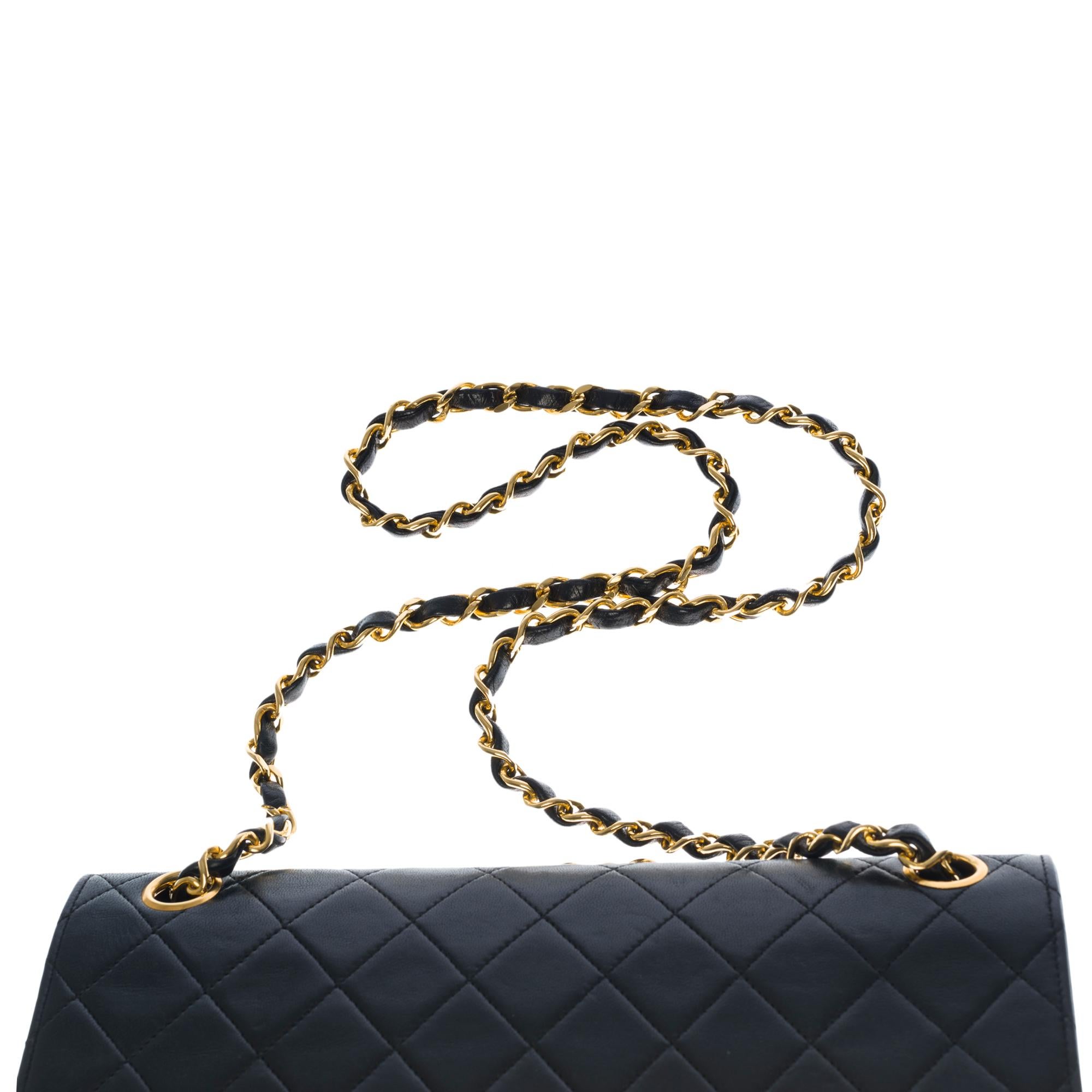 Chanel Timeless Medium double flap shoulder bag in black quilted lambskin, GHW 3