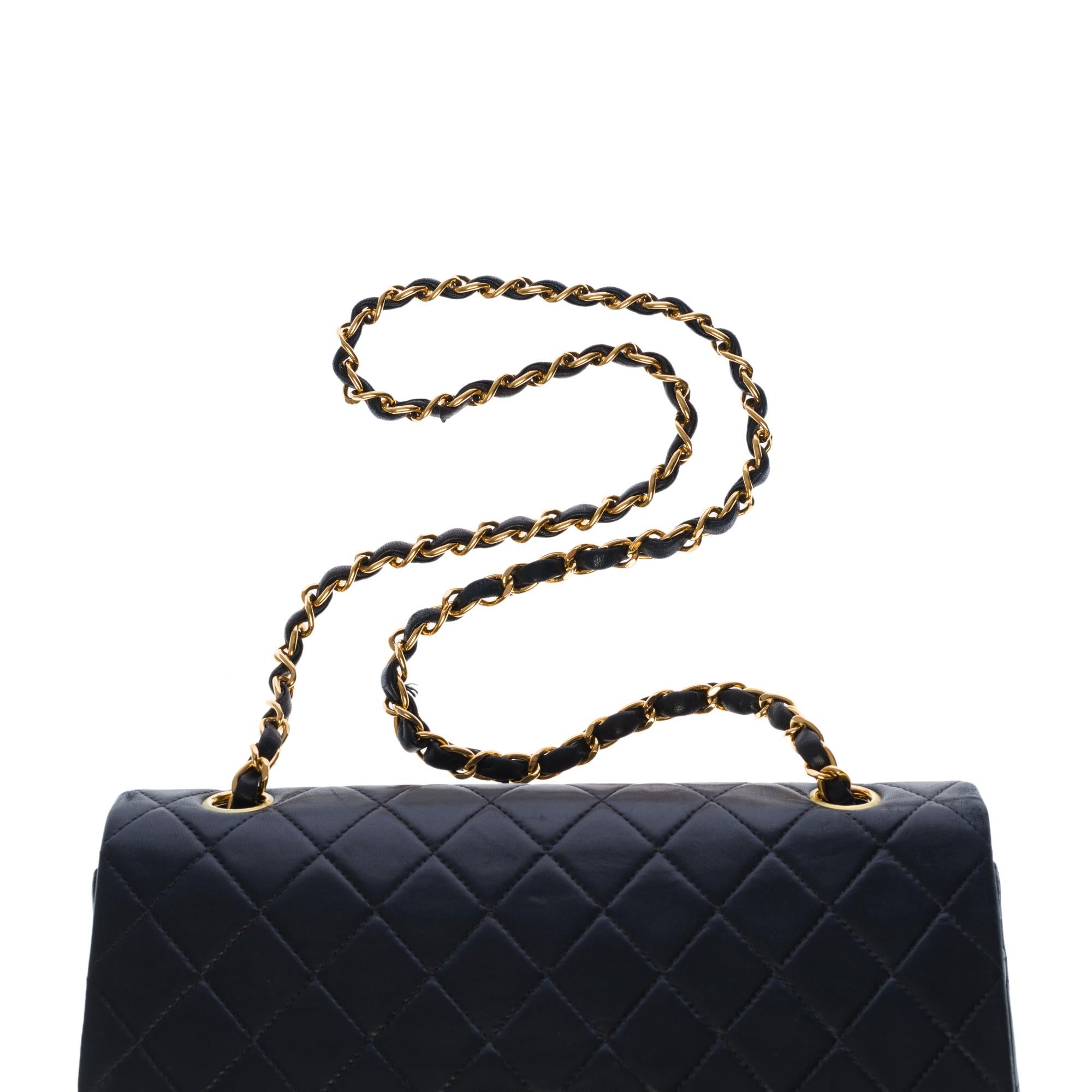 Chanel Timeless Medium double flap Shoulder bag in black quilted lambskin, GHW 3