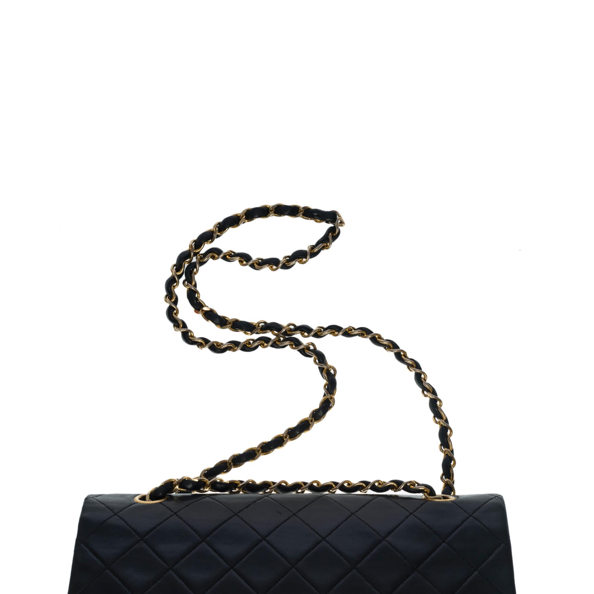Chanel Timeless Medium double flap shoulder bag in black quilted lambskin, GHW 2