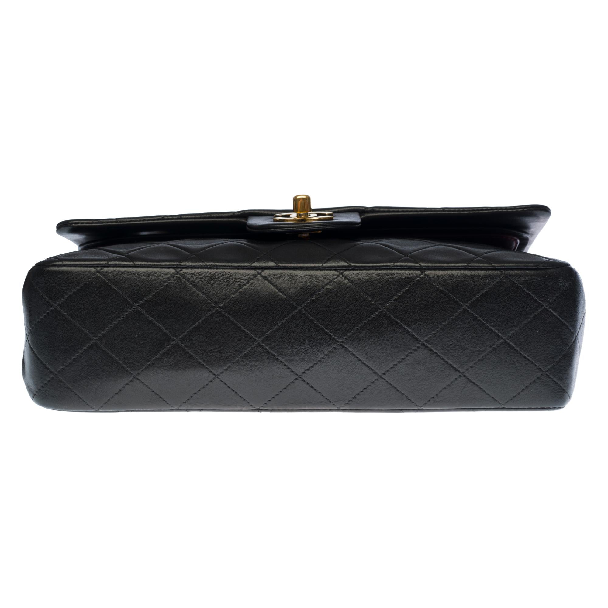 Chanel Timeless Medium double flap shoulder bag in black quilted lambskin, GHW 4