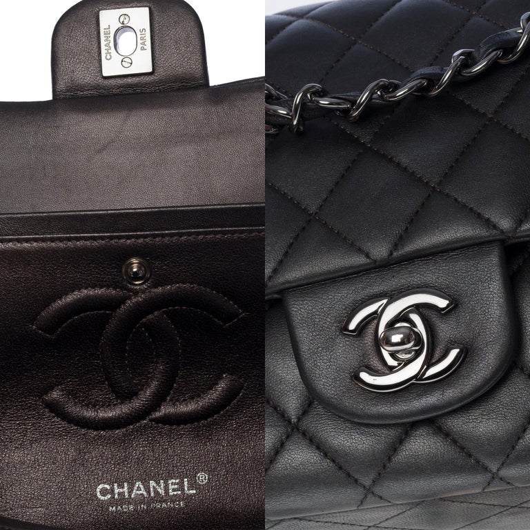 Chanel Timeless Medium double flap shoulder bag in metallic anthracite