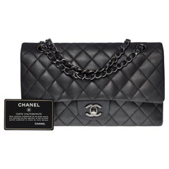 Chanel Timeless Medium double flap shoulder bag in metallic anthracite grey, SHW