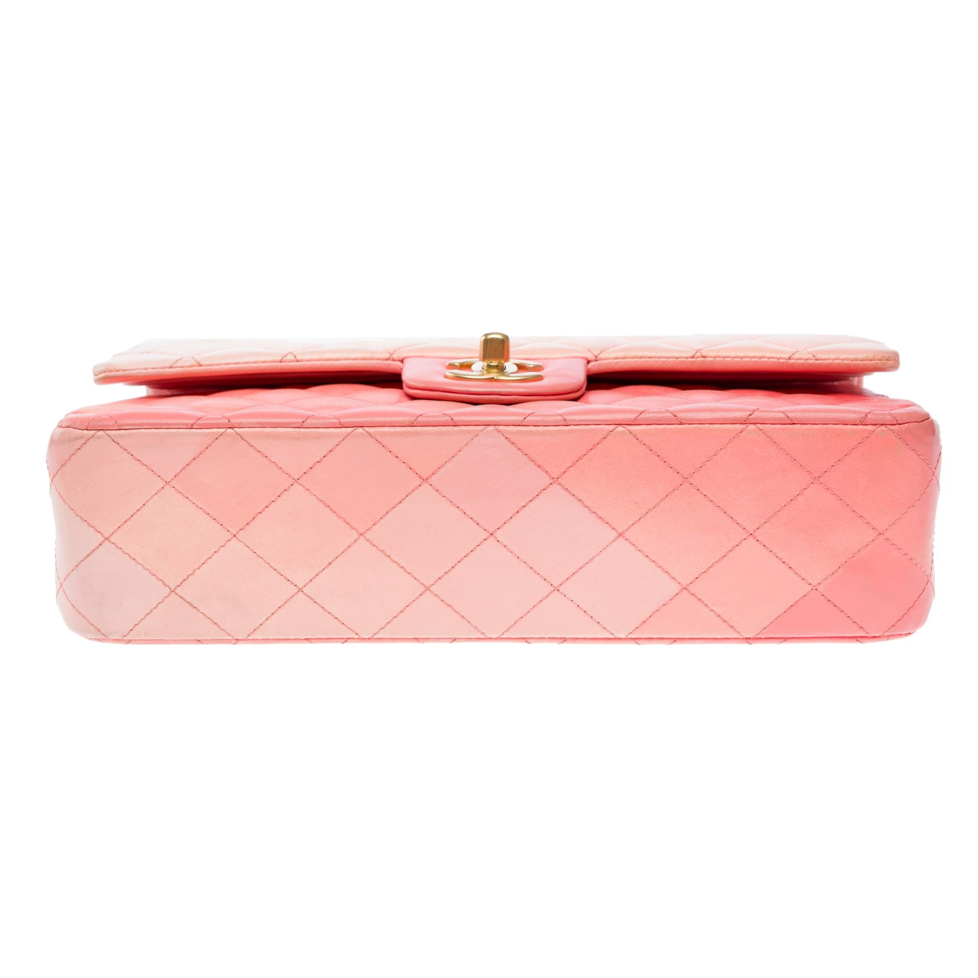 Chanel Timeless Medium double flap shoulder bag in Pink leather, CHW For Sale 5