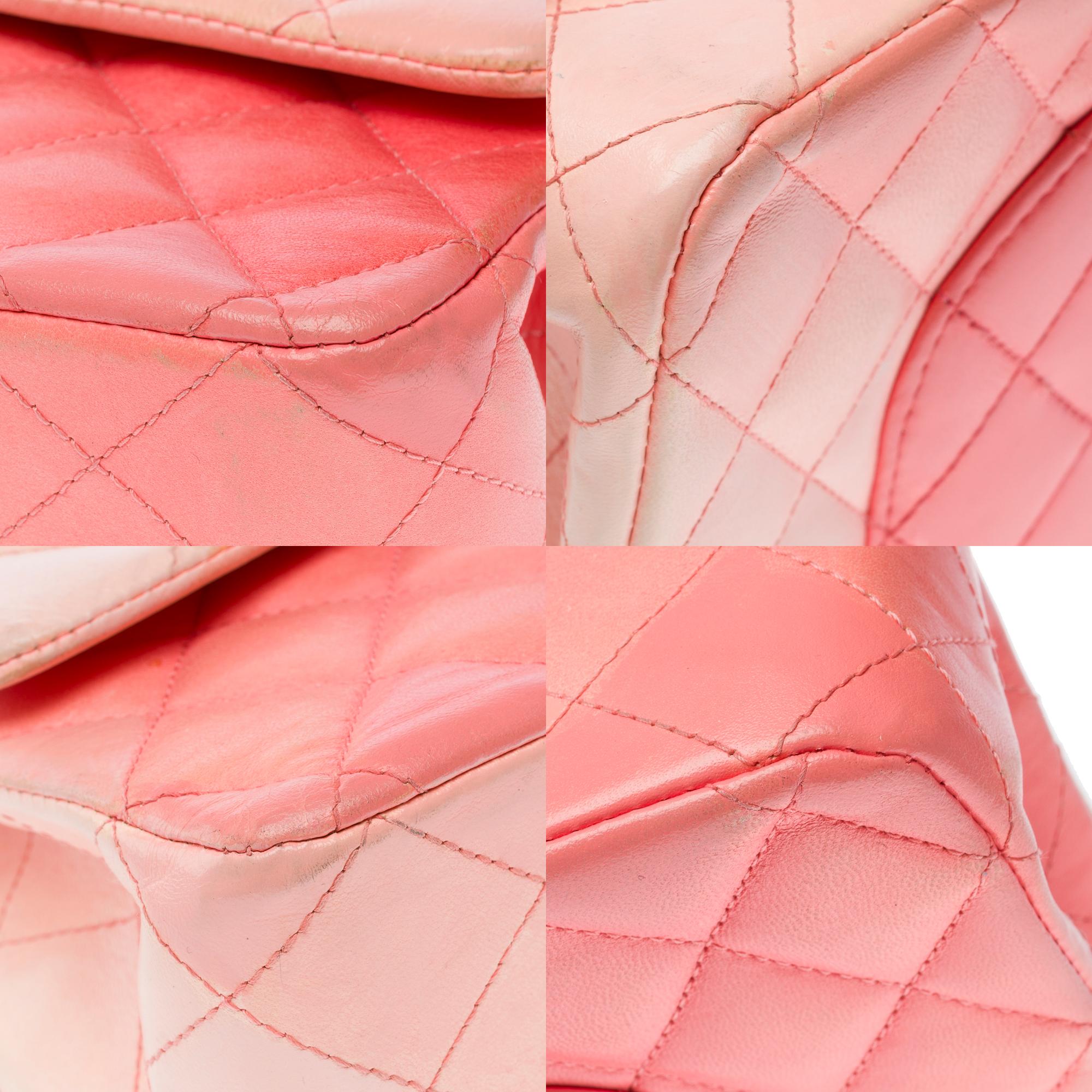 Chanel Timeless Medium double flap shoulder bag in Pink leather, CHW For Sale 6