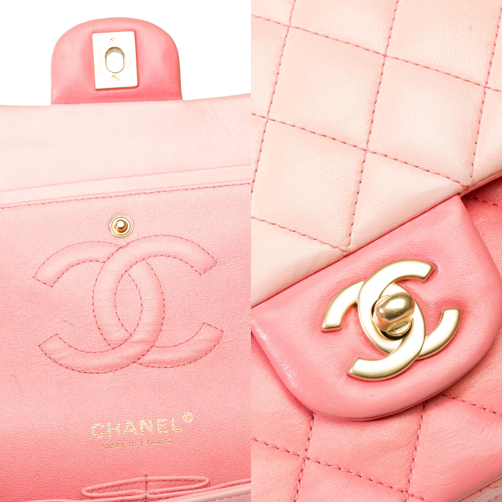 Chanel Timeless Medium double flap shoulder bag in Pink leather, CHW For Sale 1