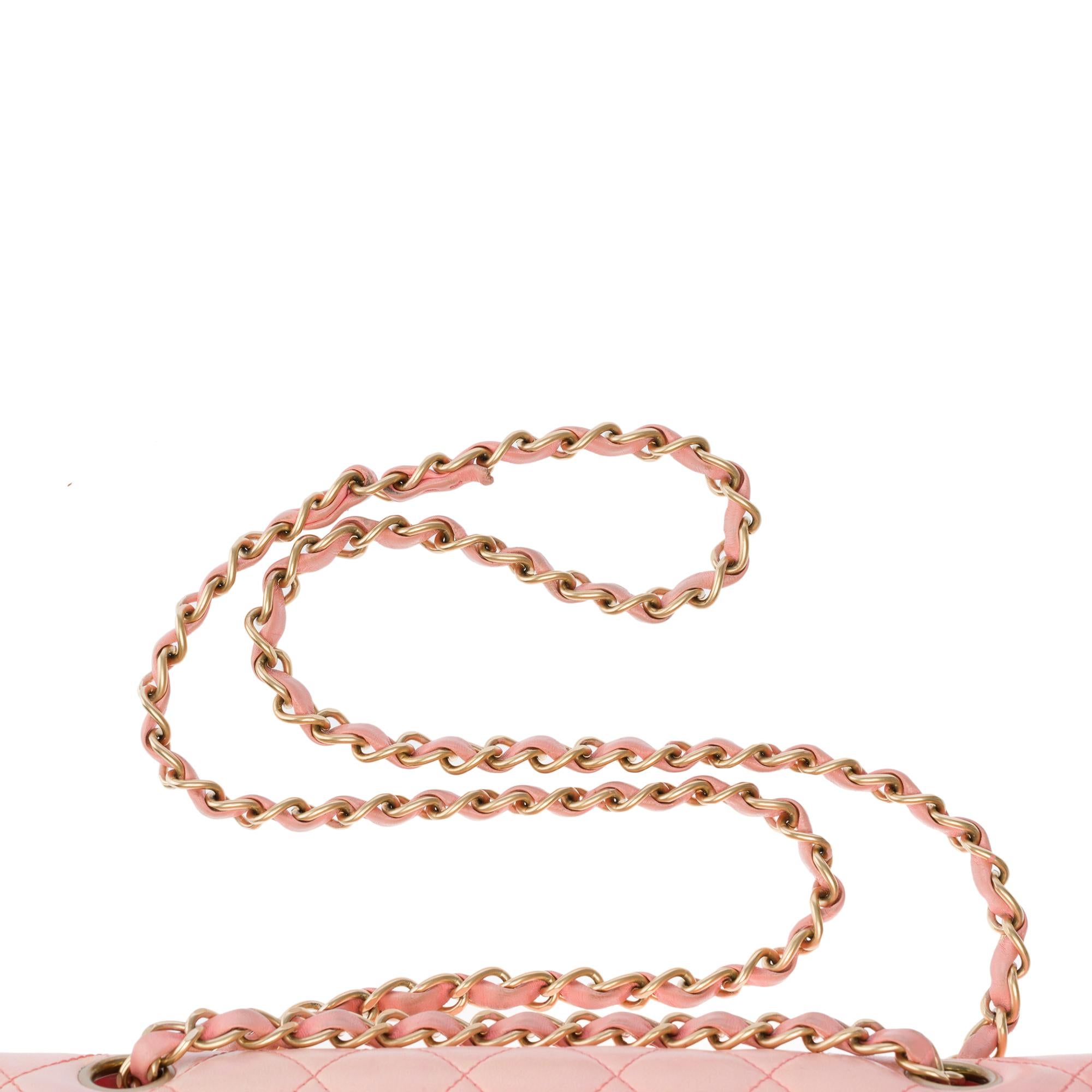 Chanel Timeless Medium double flap shoulder bag in Pink leather, CHW For Sale 4