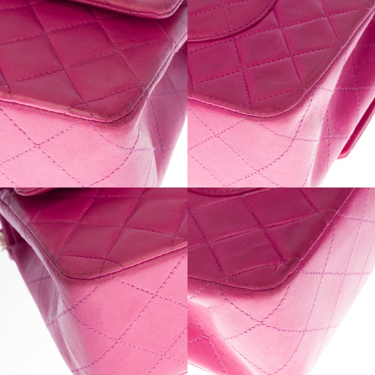 Chanel Timeless Medium double flap Shoulder bag in Pink quilted lambskin, SHW 6