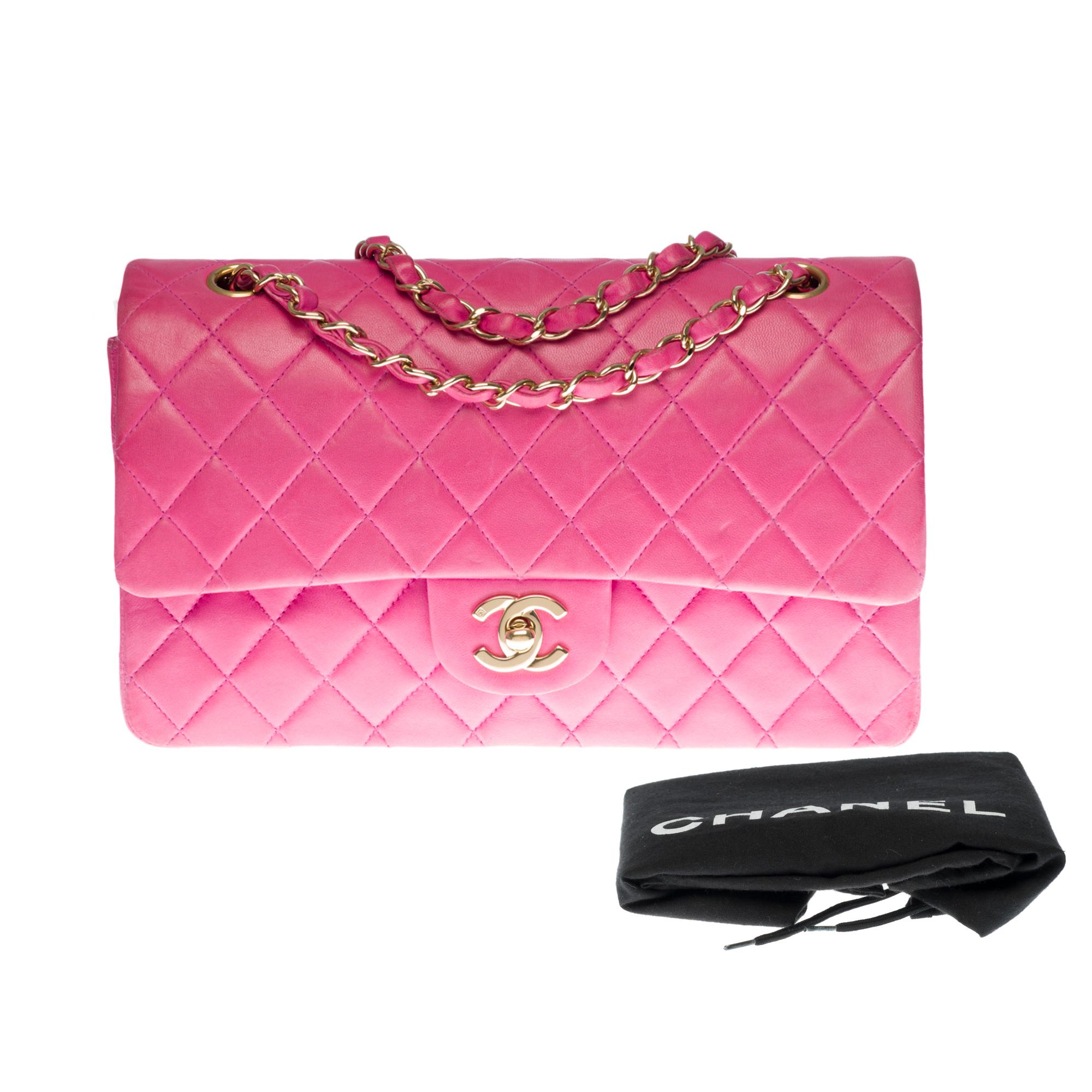 Chanel Timeless Medium double flap Shoulder bag in Pink quilted lambskin, SHW 5
