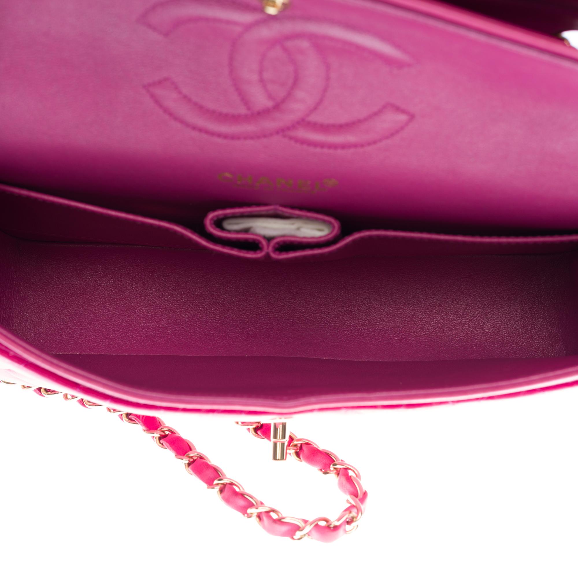 Women's Chanel Timeless Medium double flap Shoulder bag in Pink quilted lambskin, SHW