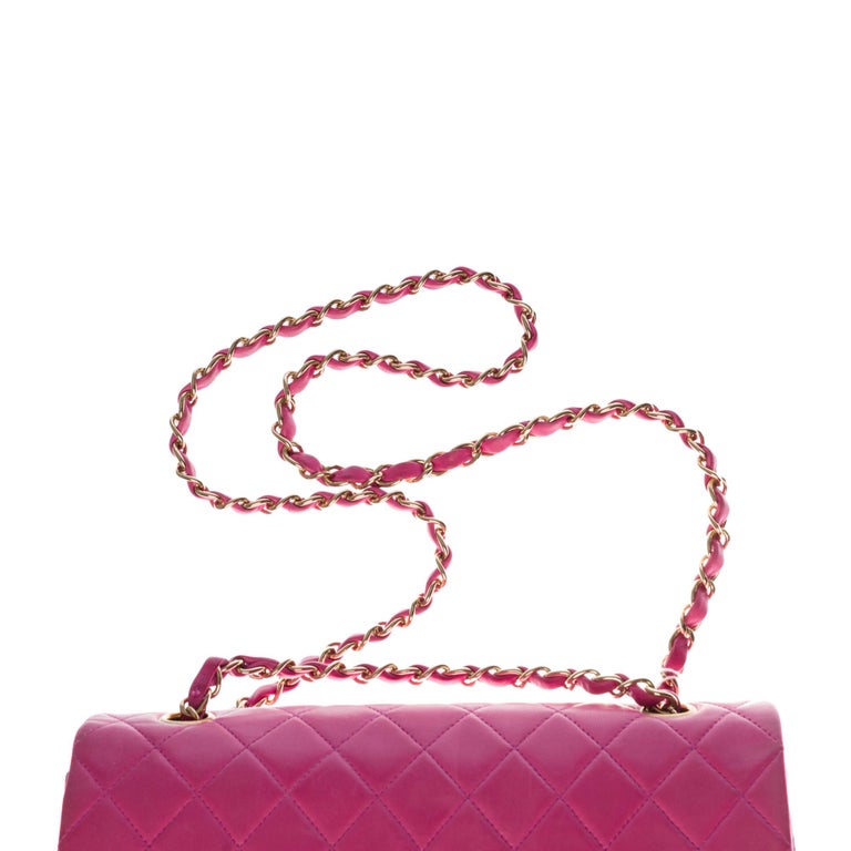 Chanel Timeless Medium double flap Shoulder bag in Pink quilted lambskin, SHW 4