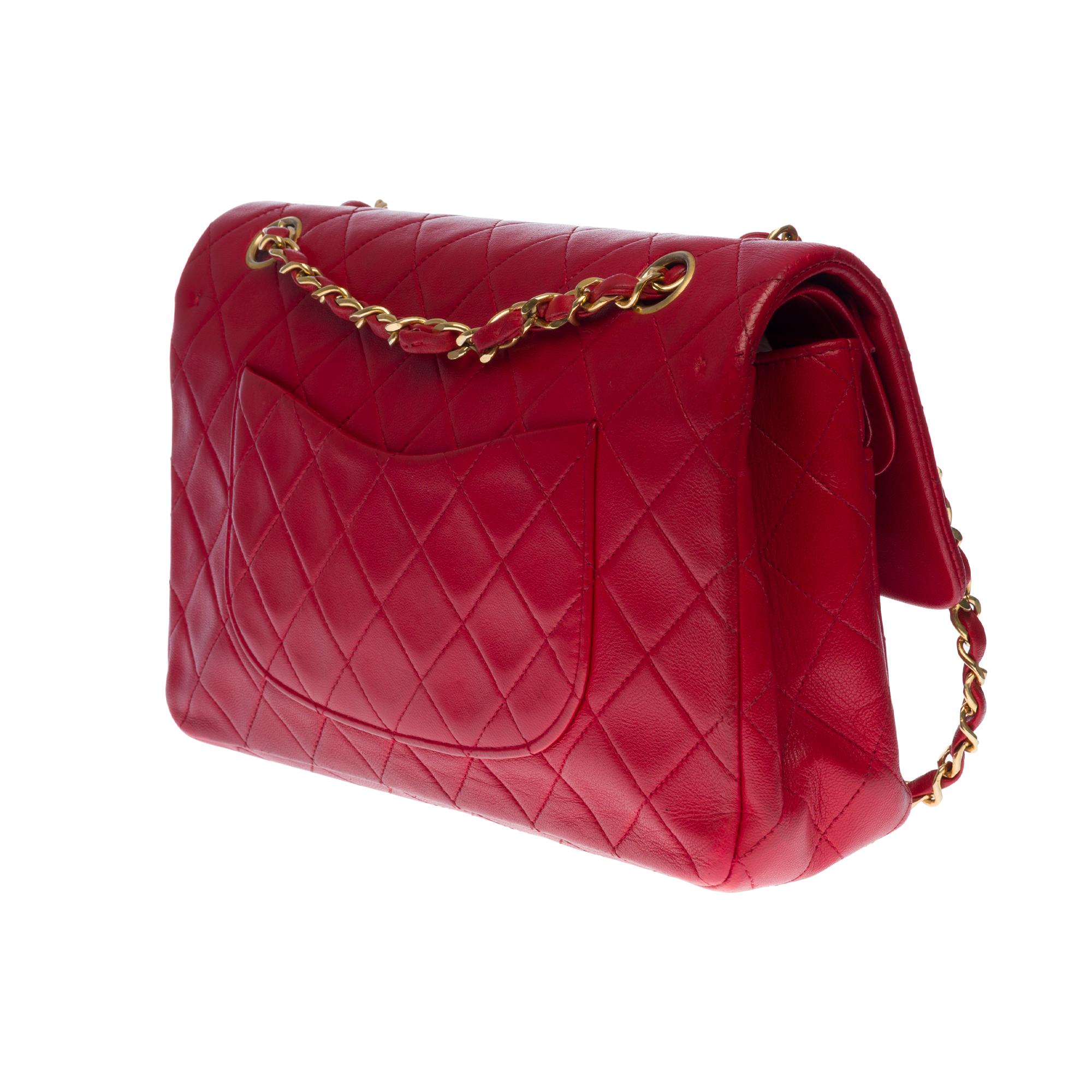 Women's Chanel Timeless Medium double flap Shoulder bag in Red quilted leather, GHW